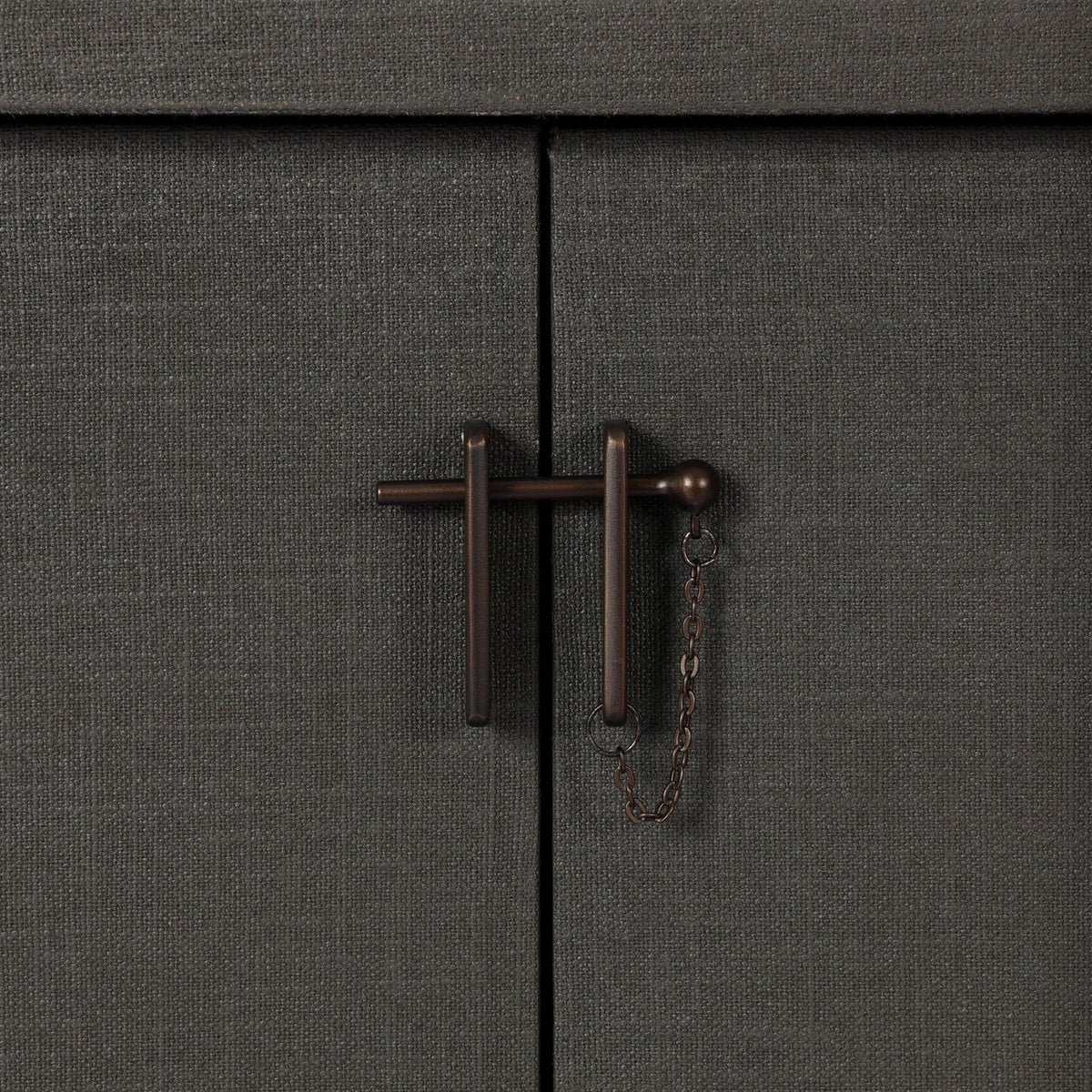 Four Hands Berlin Dark Green Lacquered Linen Media Console — material close-up