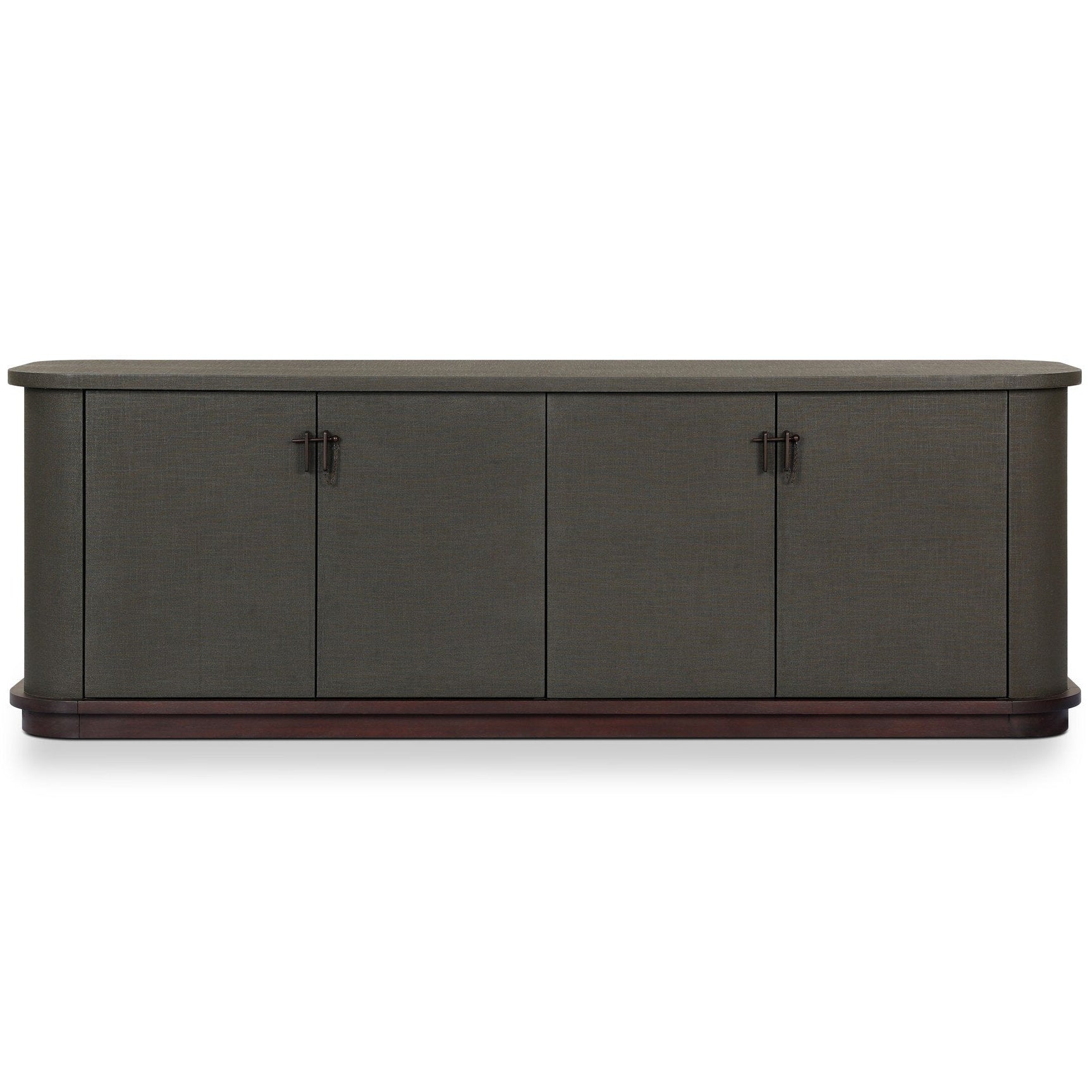 Four Hands Berlin Dark Green Lacquered Linen Media Console front view