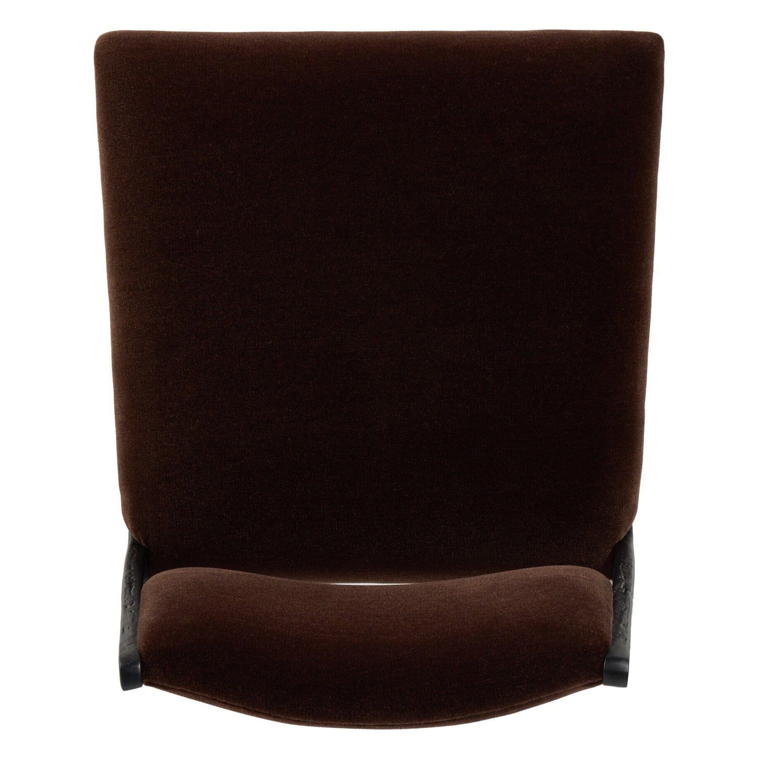 Four Hands Valeene Monte Chocolate Counter Stool Set of 2 on black cast aluminum, top-down seat view