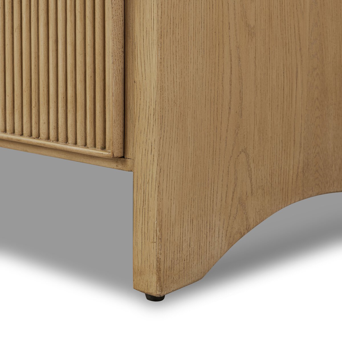 Four Hands Hazel 6 Drawer Dresser in light wash oak with reeded fronts, close-up detail of reeding, view 7