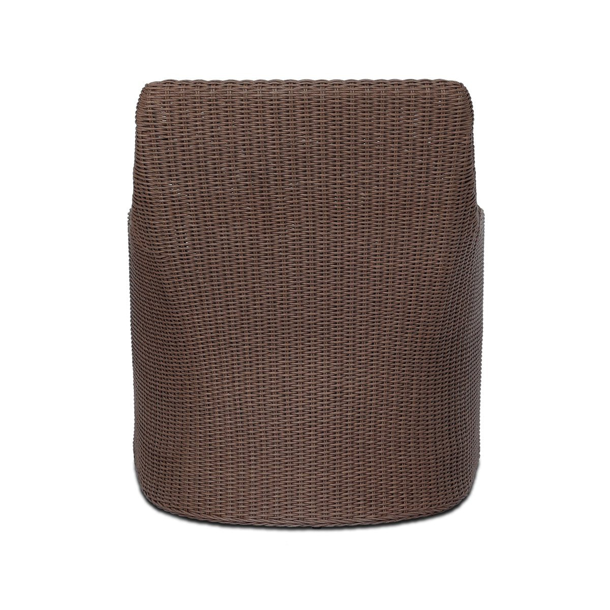 Four Hands Blaire Outdoor Chair in tanned woven with cream cushion, back view