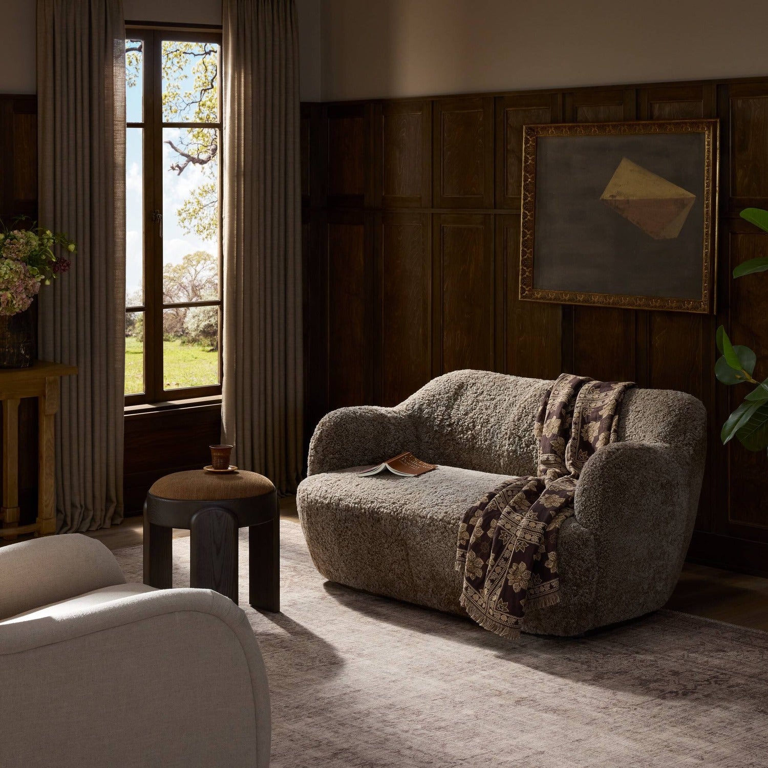 Four Hands Julius Taupe Shearling Sofa