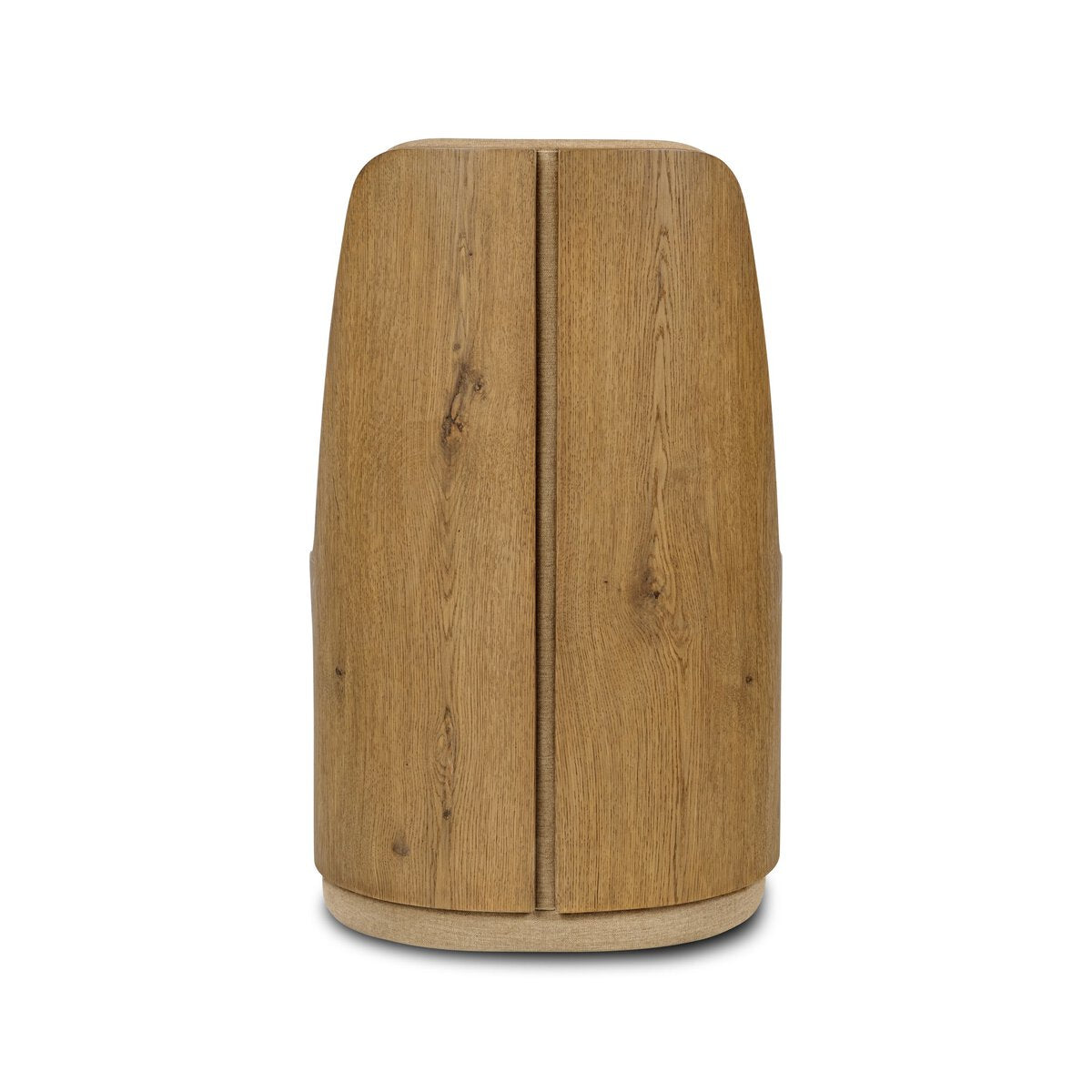 Four Hands Hemphill Dining Chair Set of 2 in Laughlin Natural with smoked oak back, back view showing splice panel