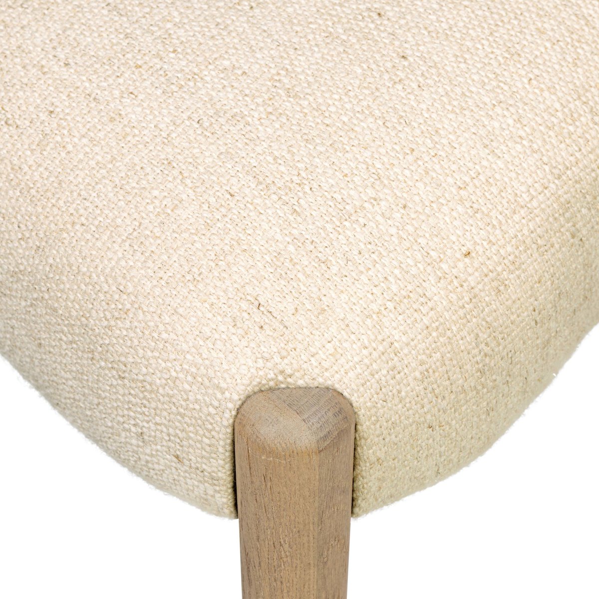 Four Hands Prentiss Thames Cream Dining Chair Set of 2 on drifted oak, close-up detail of fabric, view 5