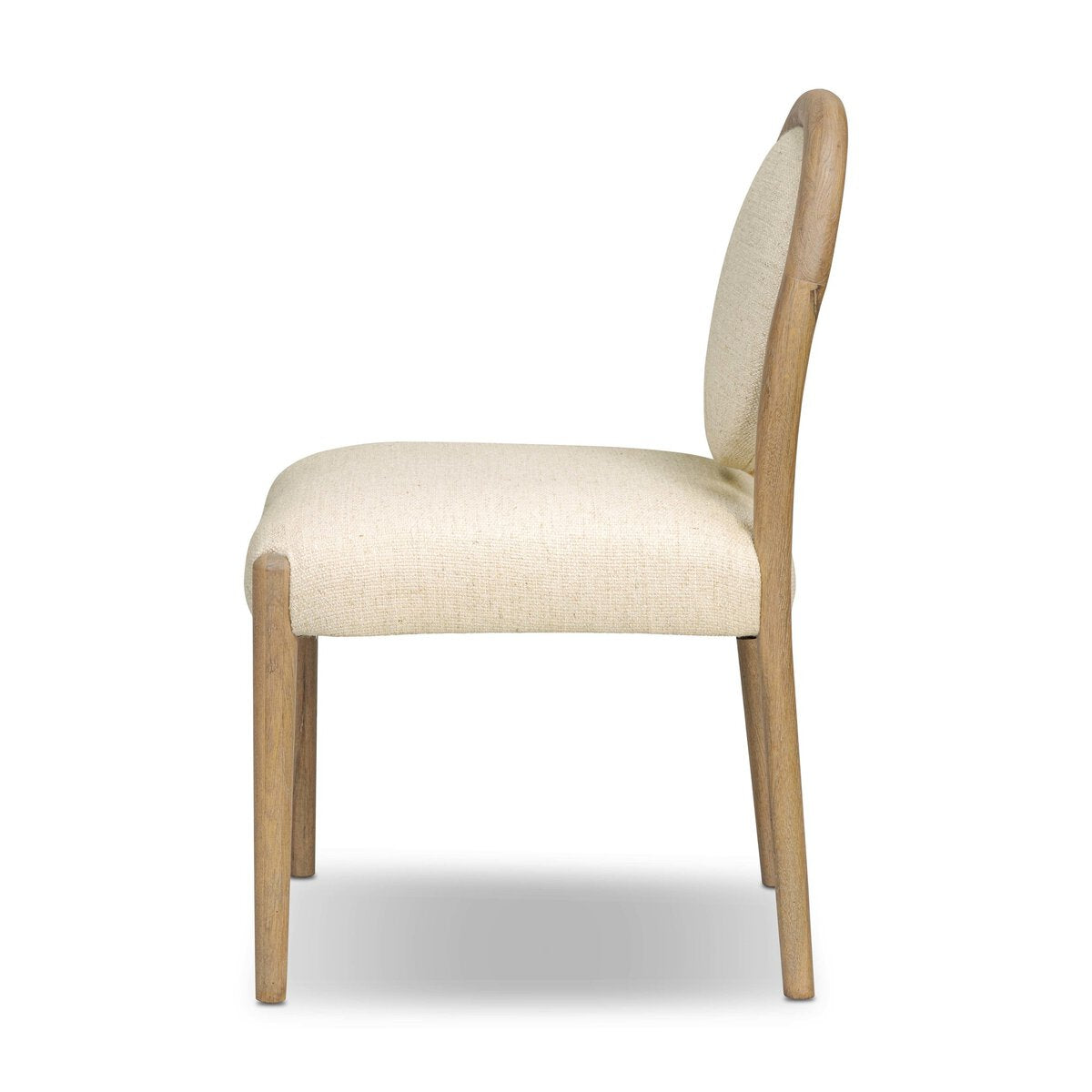 Four Hands Prentiss Thames Cream Dining Chair Set of 2 on drifted oak, side profile view