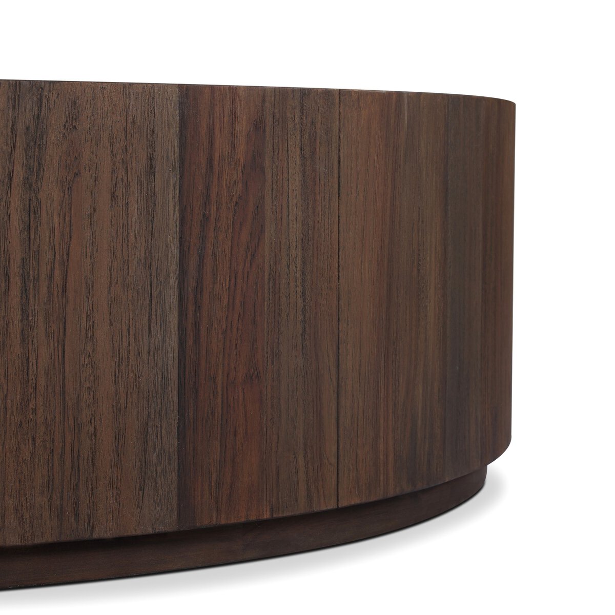 Four Hands Ridge Round Outdoor Coffee Table in teak root mosaic, close-up detail of teak root, view 4