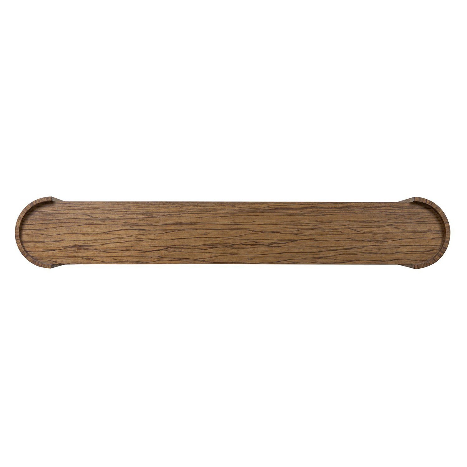Four Hands Damari Console Table in medium brown limba, top surface view