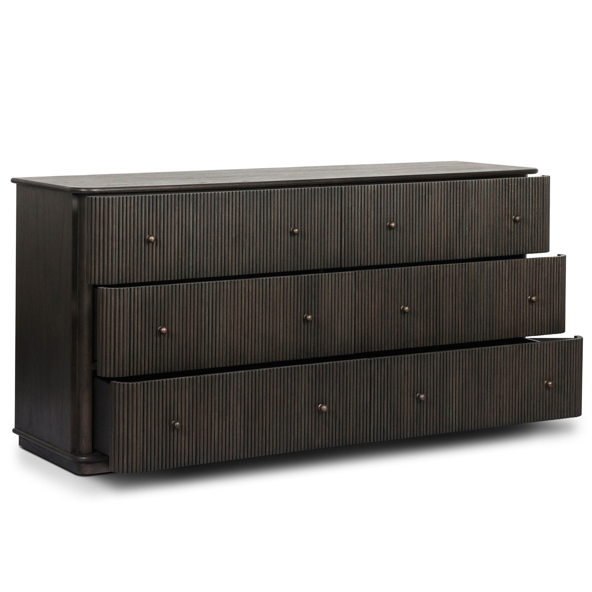 Four Hands Ona Smoked Black Mindi 6-Drawer Dresser - shown open