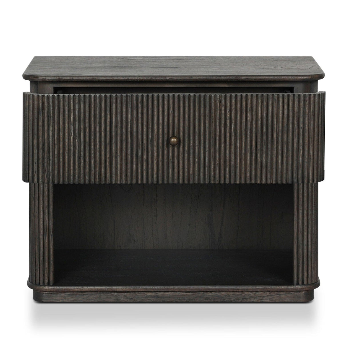 Four Hands Ona Smoked Black Mindi Nightstand - shown open 2