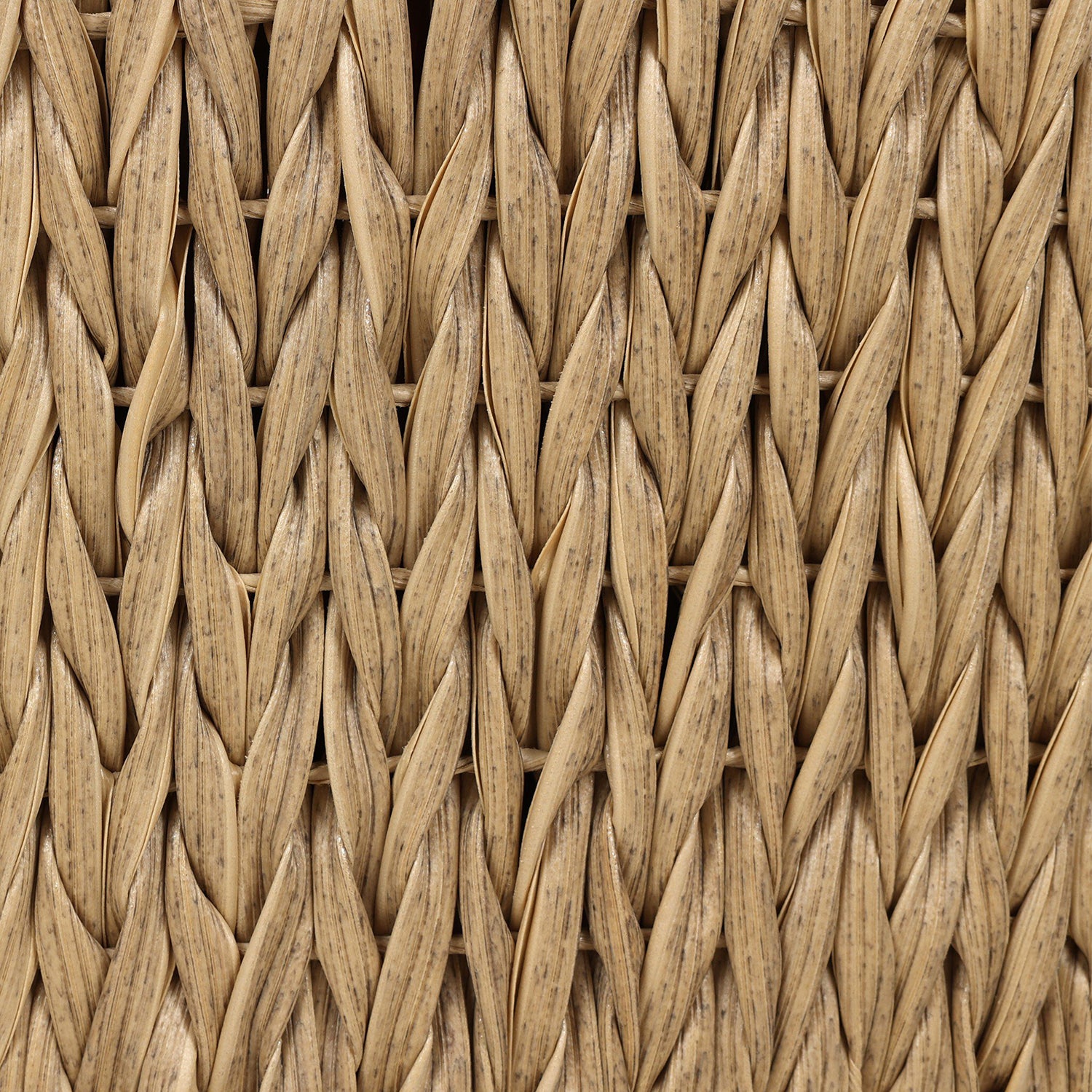 Four Hands Atwood Outdoor Chair in teak with coastal weave and beige cushion, close-up detail, view 7