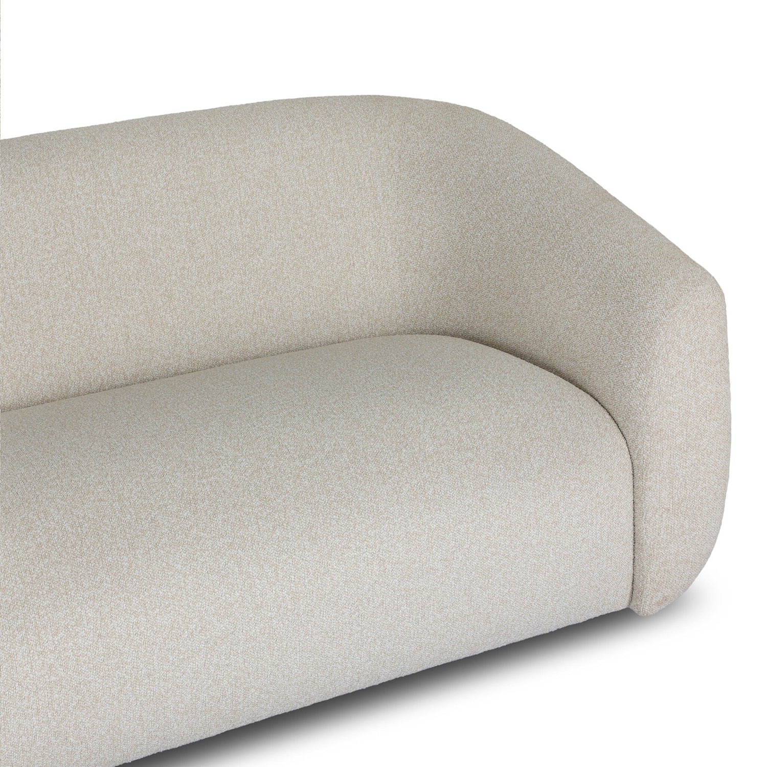Four Hands Channing Outdoor 100in Sofa in Jasper Natural outdoor boucle, close-up detail of boucle upholstery, view 2