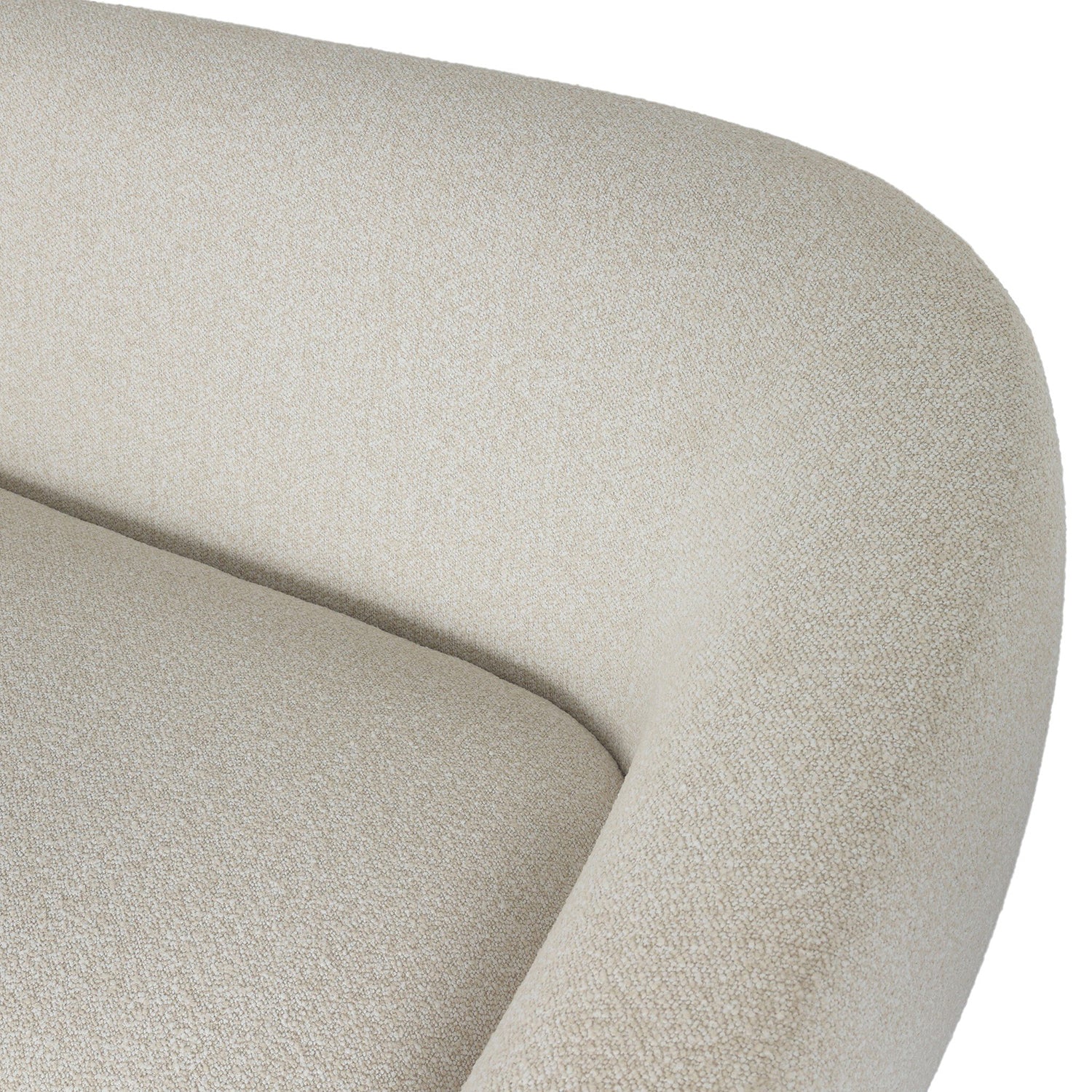Four Hands Channing Outdoor 100in Sofa in Jasper Natural outdoor boucle, close-up detail of boucle upholstery, view 3