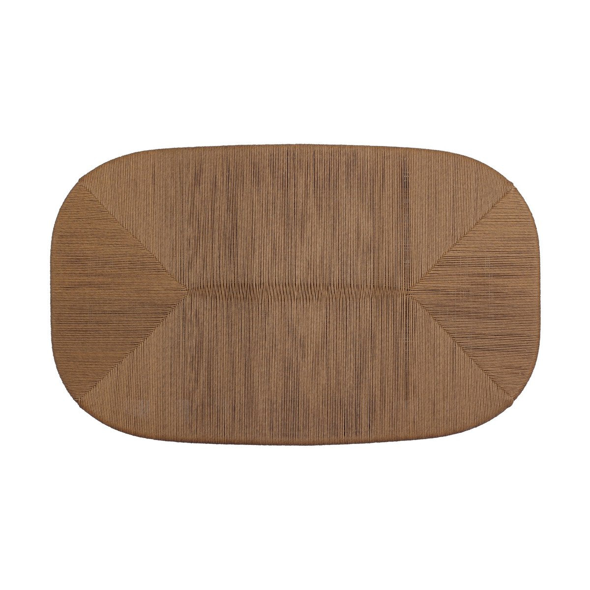 Four Hands Taum Outdoor Coffee Table in textured sand vertical-weave, top surface showing weave pattern