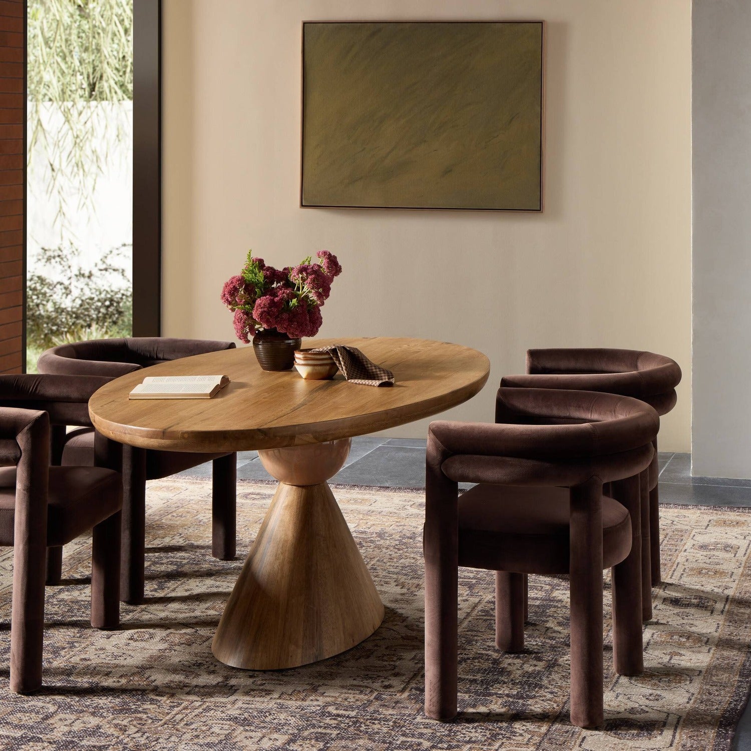 Four Hands Bibianna Blush Marble Oval Dining Table