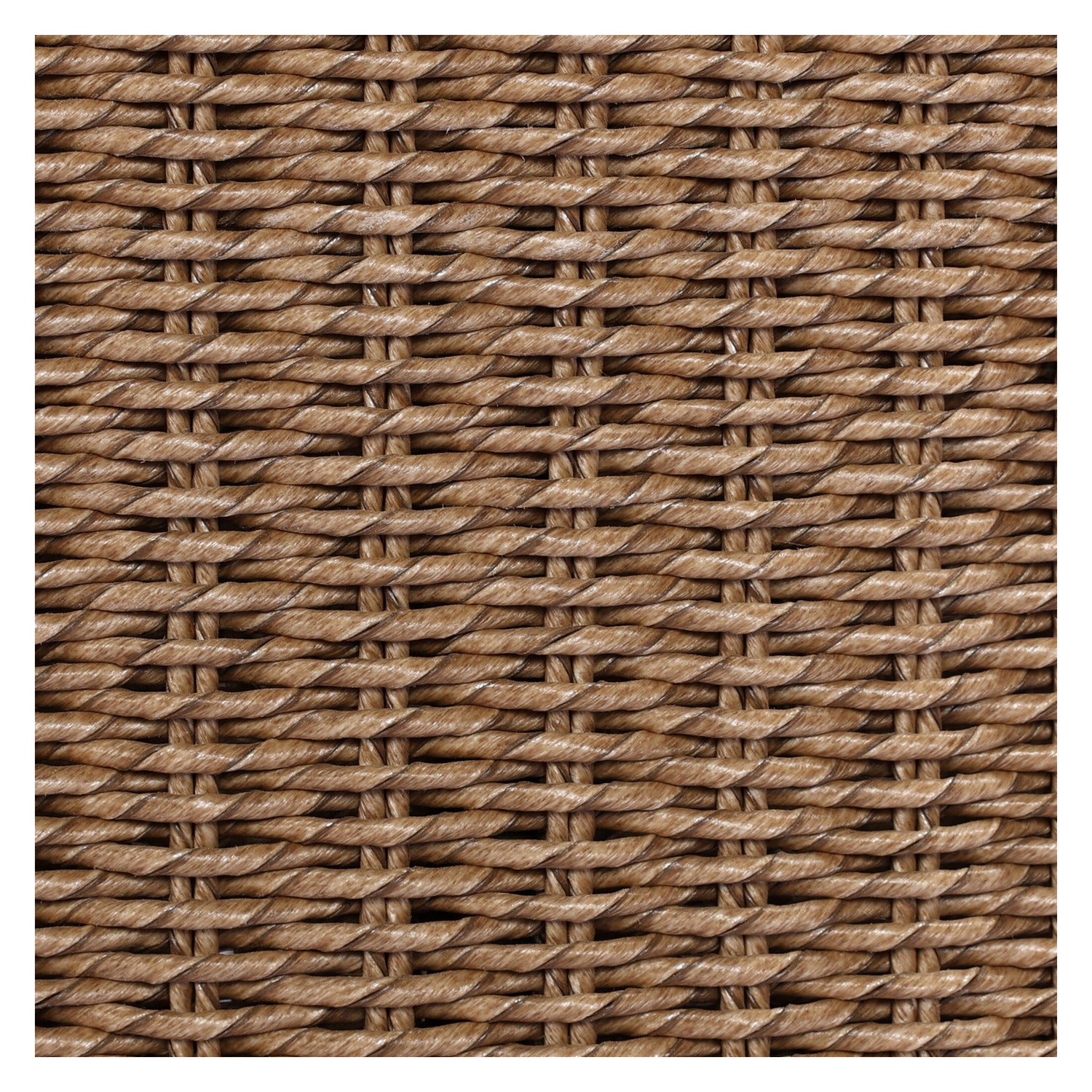 Four Hands Thora Vada Cream Outdoor Dining Chair in faux dark hyacinth with boucle cushion, close-up detail of hyacinth weave, view 4