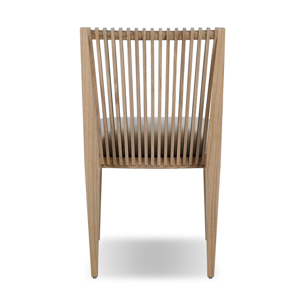 Four Hands Cavallo Dining Chair Set of 2 in sand linen with slatted sungkai back, back view showing slats