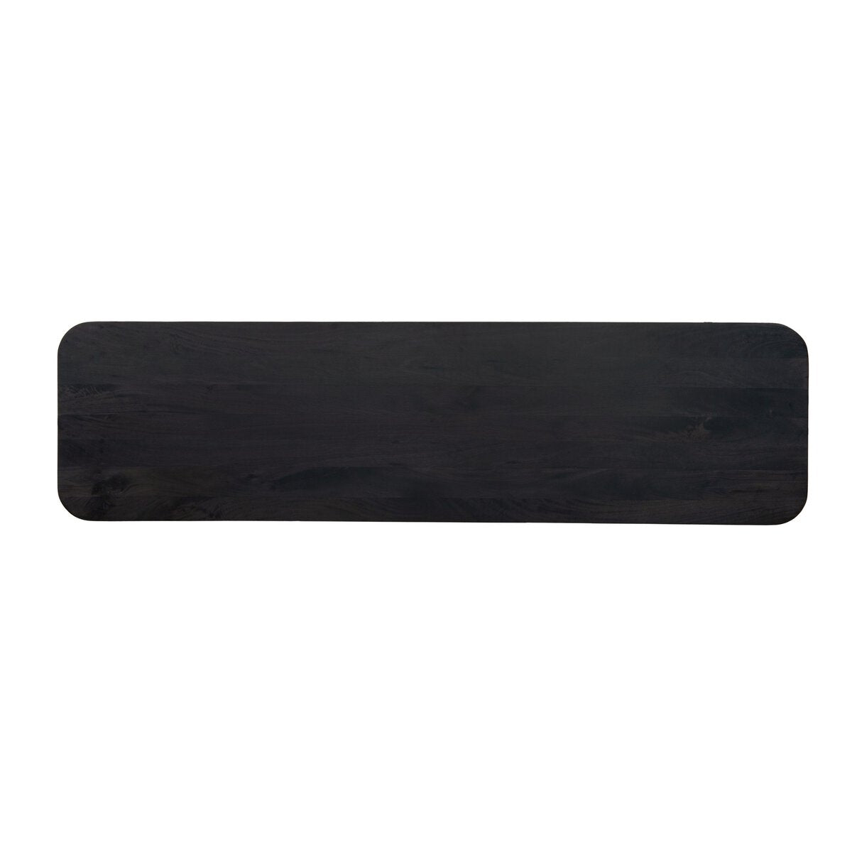 Four Hands Shevall Sideboard in carved black mango with cylinder legs, top surface view