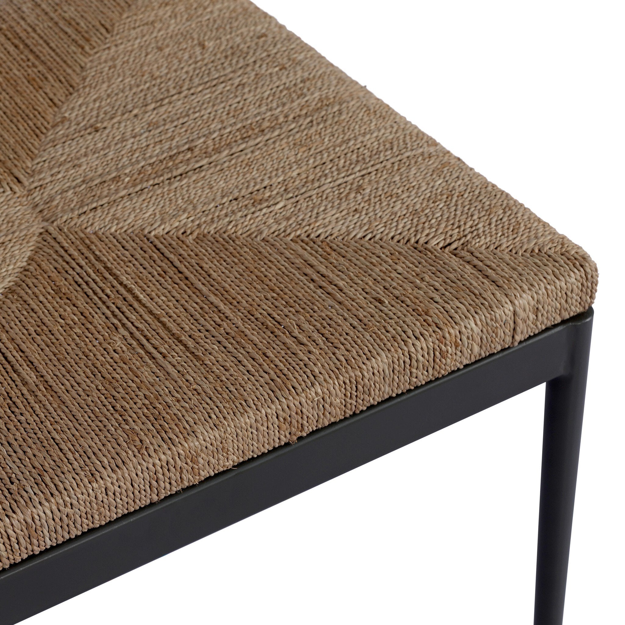 Four Hands Beryl Dining Chair Set of 2 in natural agel on gunmetal steel, close-up detail of channeled back, view 6