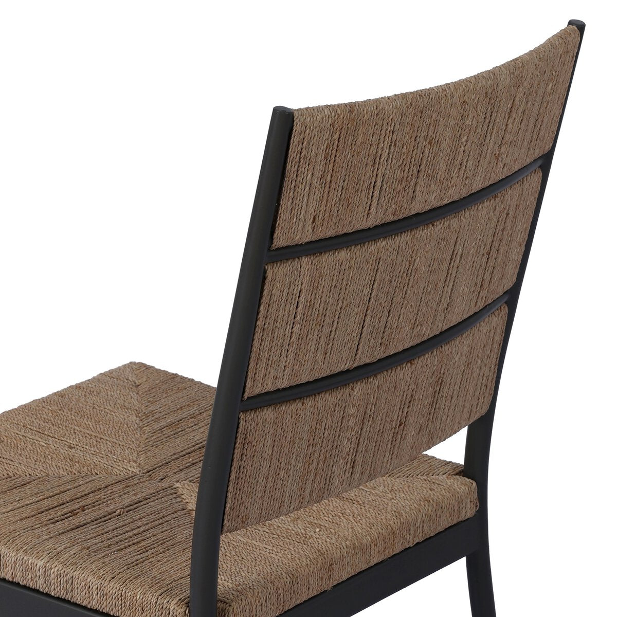 Four Hands Beryl Dining Chair Set of 2 in natural agel on gunmetal steel, close-up detail of channeled back, view 4