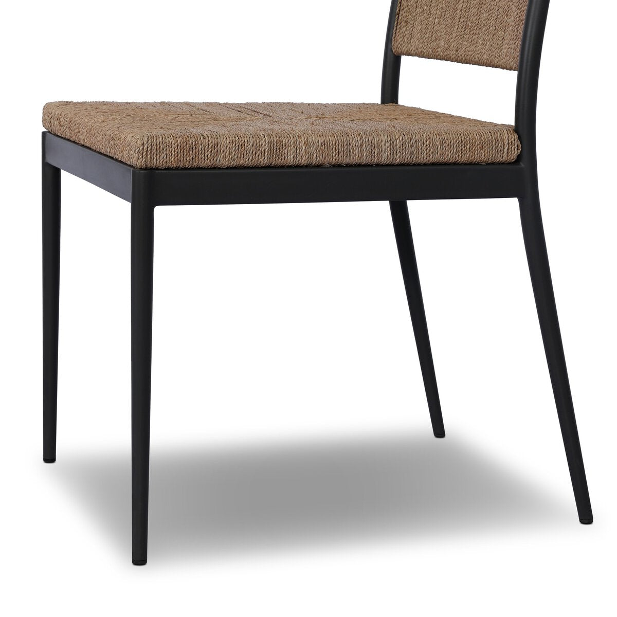 Four Hands Beryl Dining Chair Set of 2 in natural agel on gunmetal steel, close-up detail of channeled back, view 5