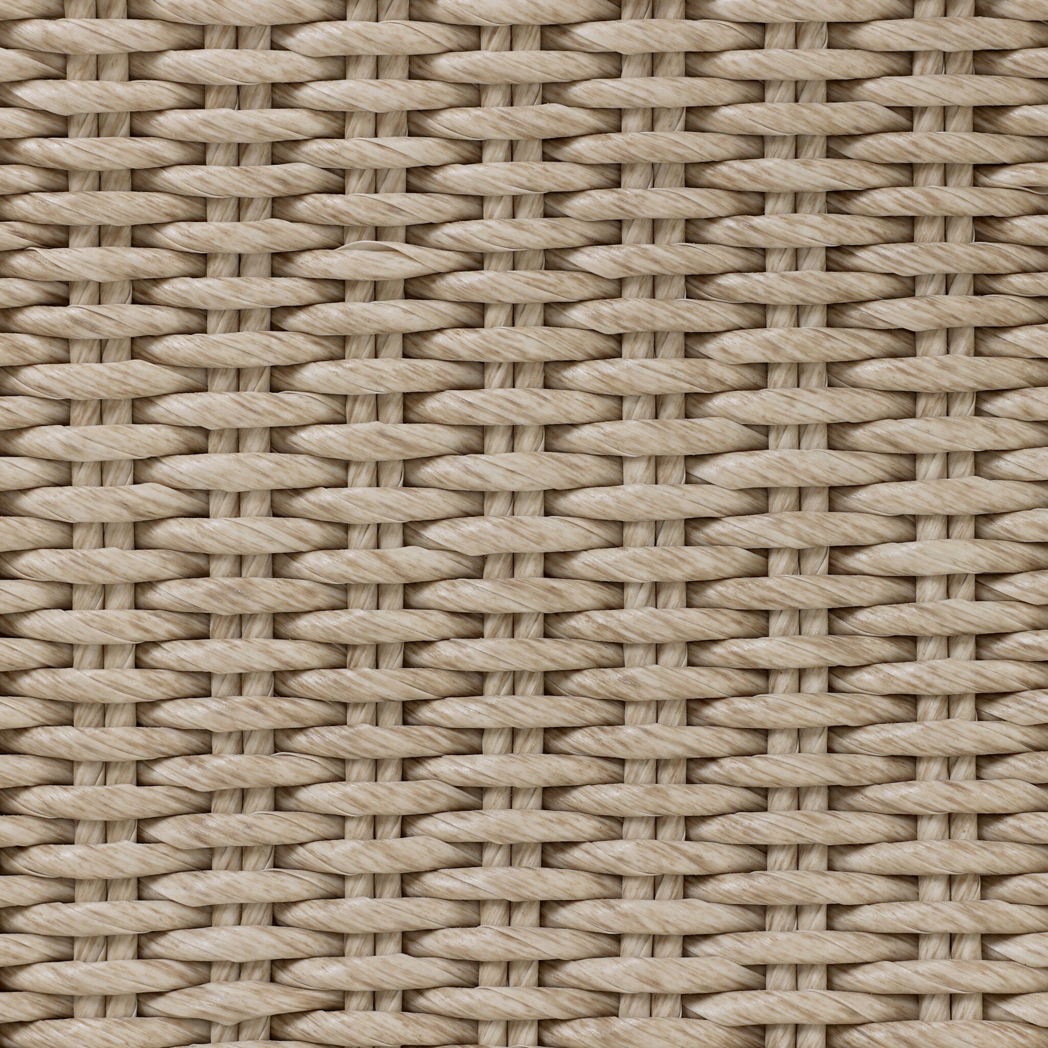 Four Hands Evander Outdoor Chaise in Ramiro Ecru with woven plinth base, close-up detail, view 5
