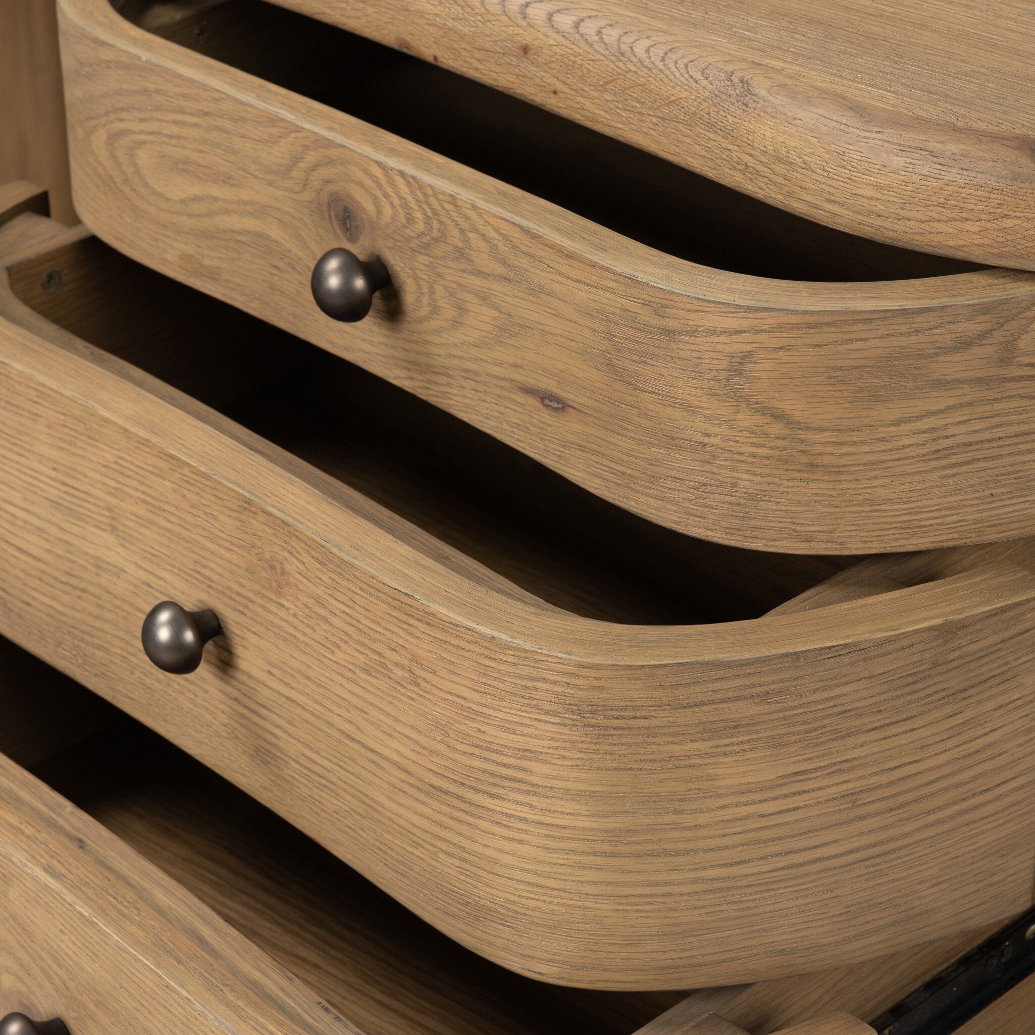 Four Hands Roan Aged Smoked Oak Desk close-up detail 7