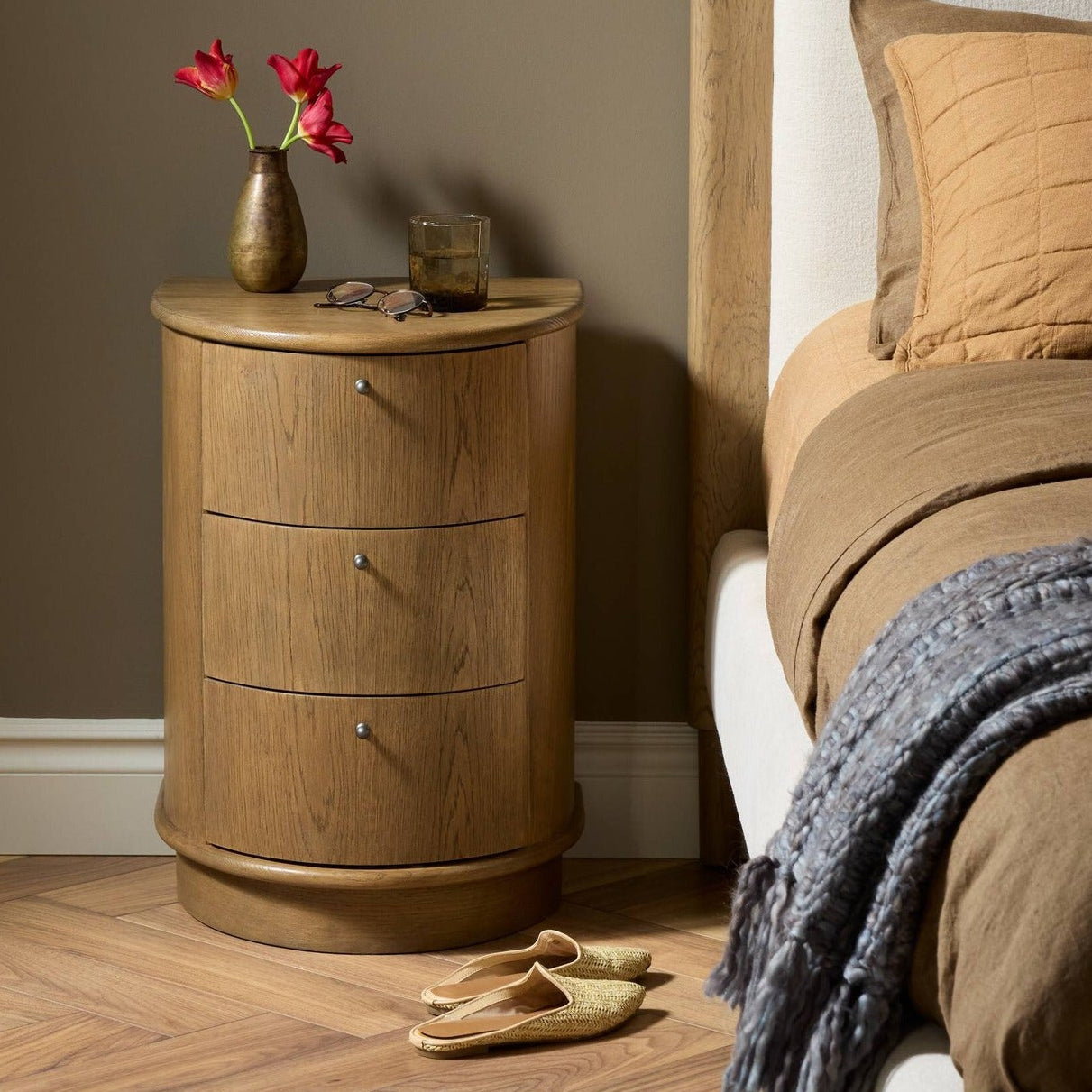 Four Hands Zoe Warm Natural Oak Nightstand Set of 2