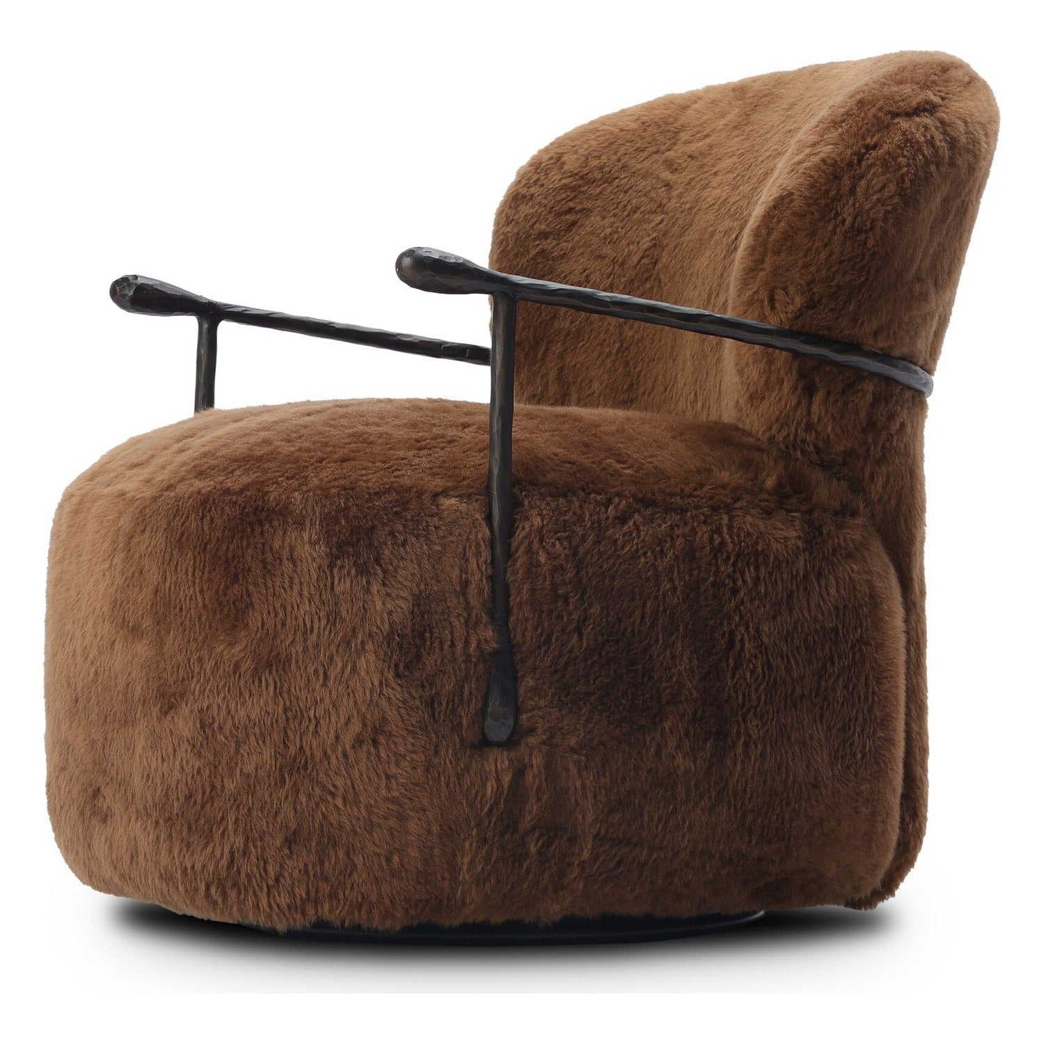Four Hands Plath Ochre Shearling Swivel Chair