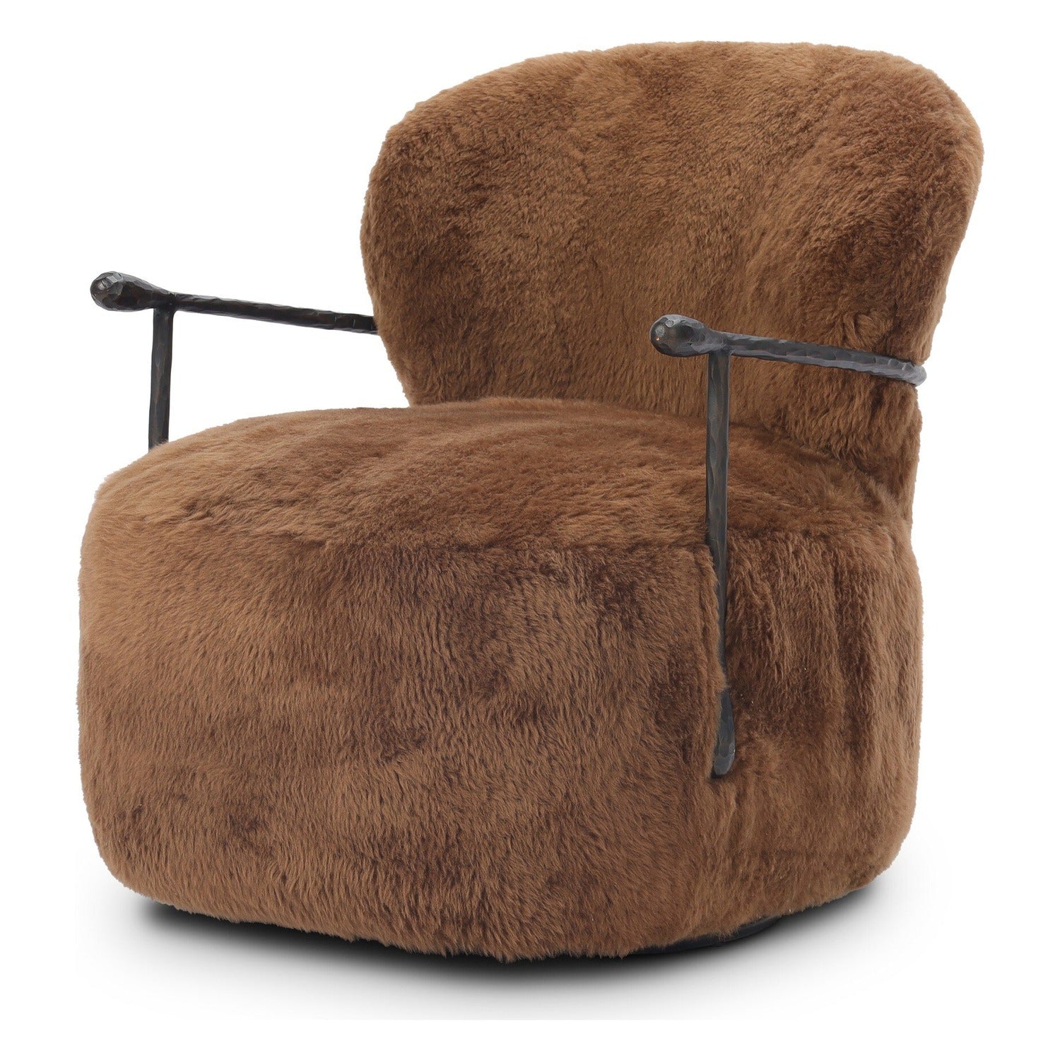 Four Hands Plath Ochre Shearling Swivel Chair