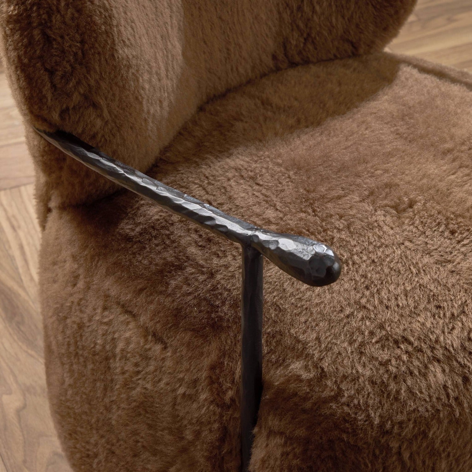 Four Hands Plath Ochre Shearling Swivel Chair