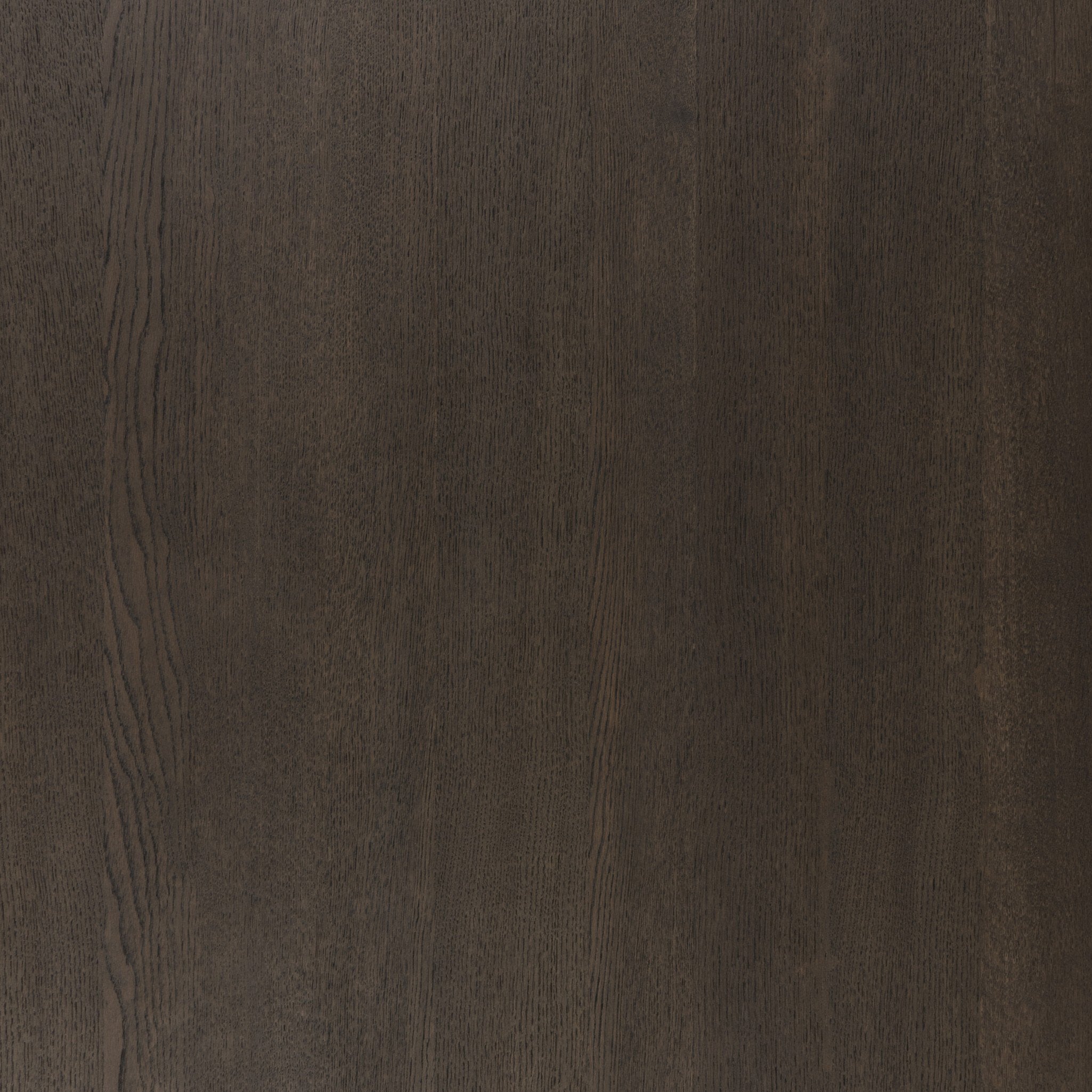 Four Hands Azien Dining Table in espresso oak with sculptural angular base, close-up detail, view 2