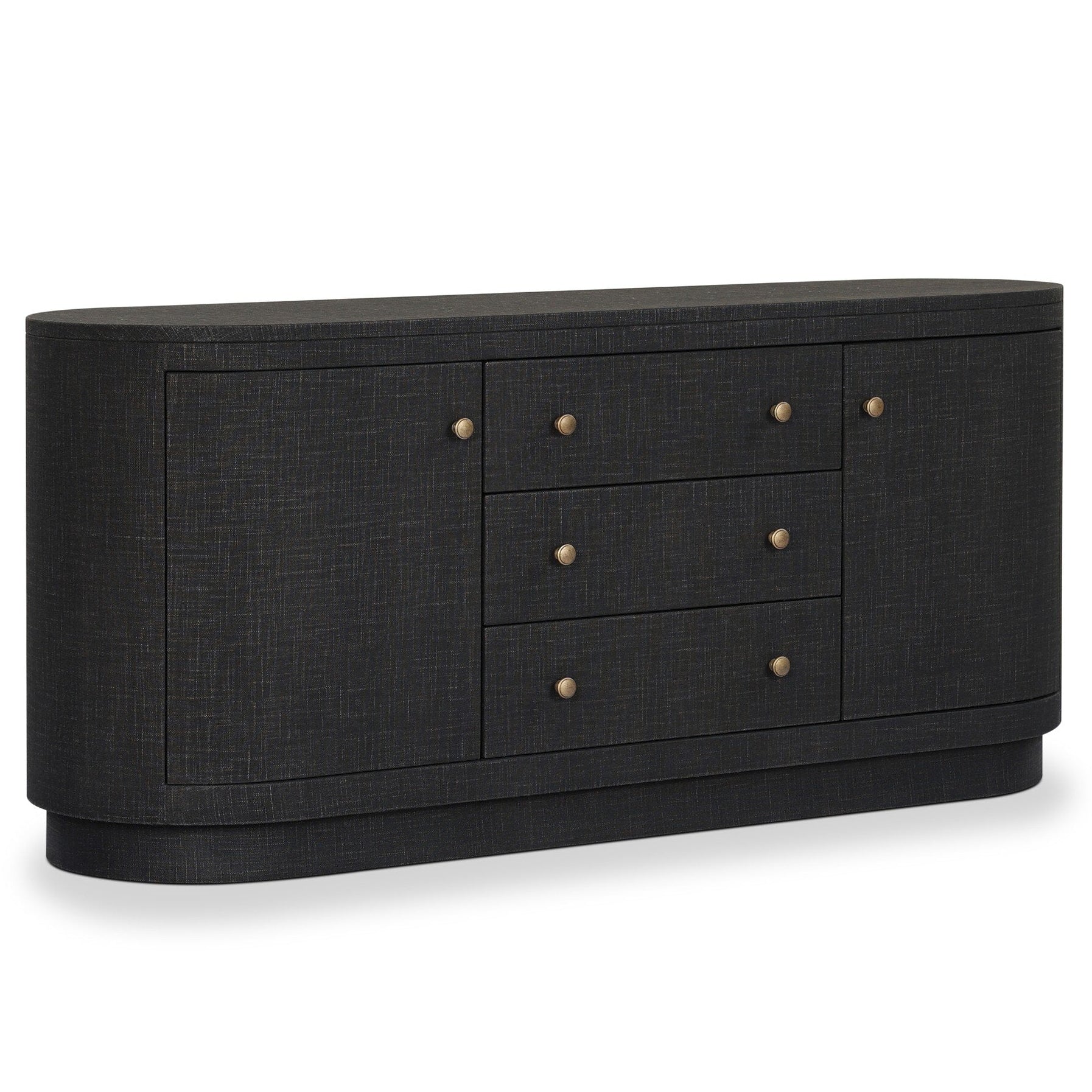 Four Hands Amelia Light Antique Brass Media Console styled view