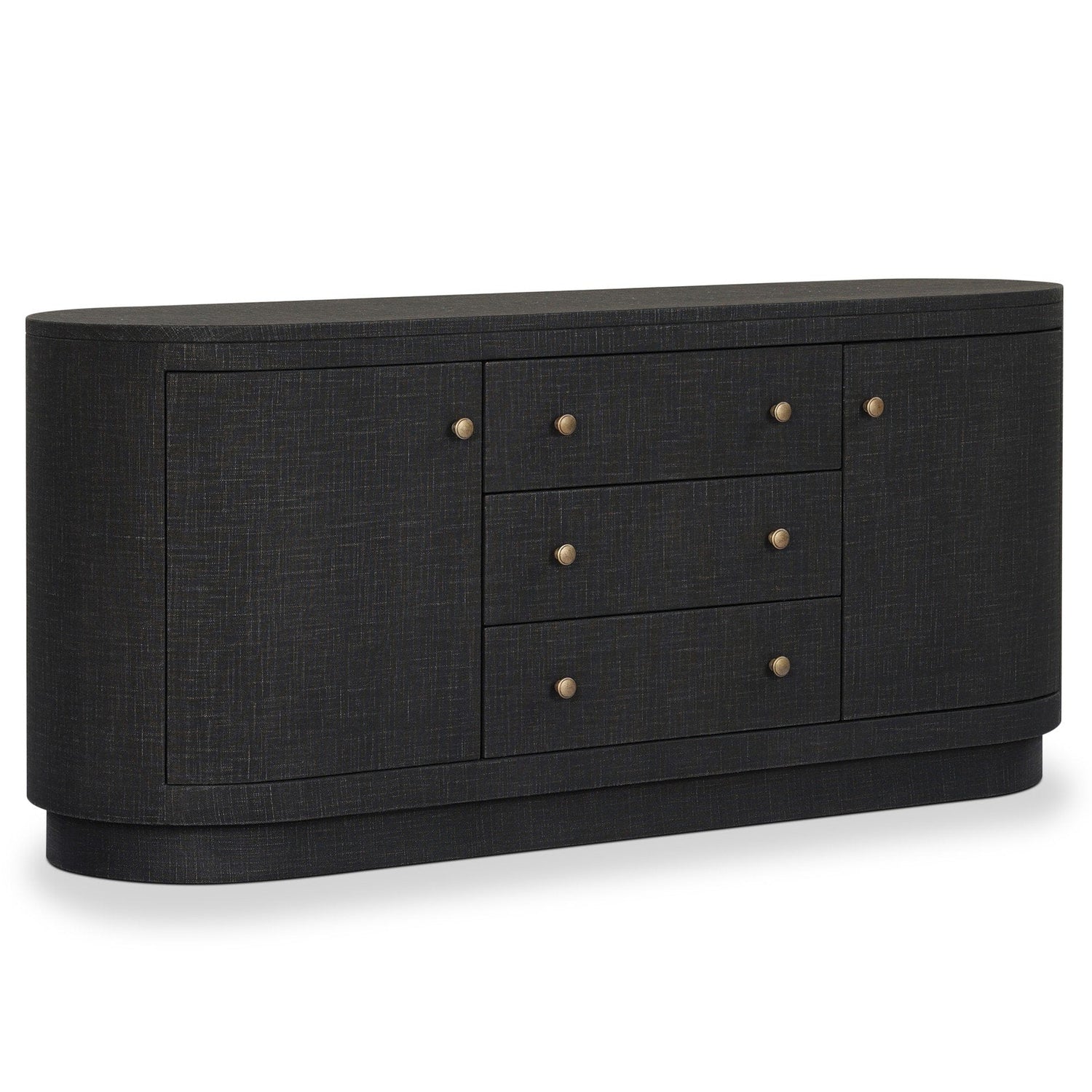 Four Hands Amelia Light Antique Brass Media Console styled view