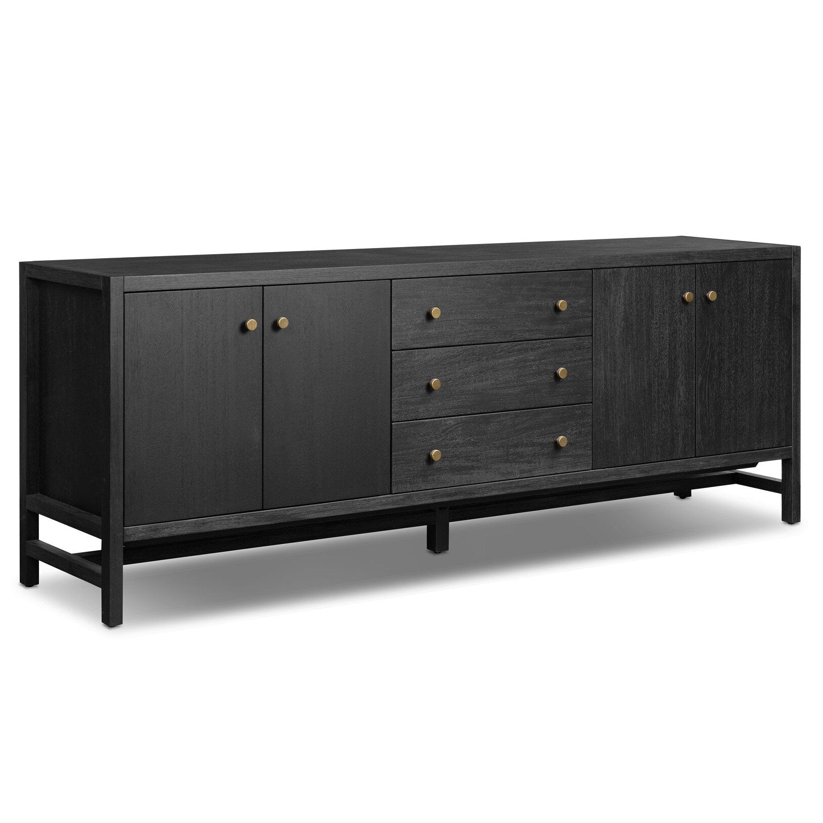 Four Hands Sullivan Black Acacia Media Console - styled view