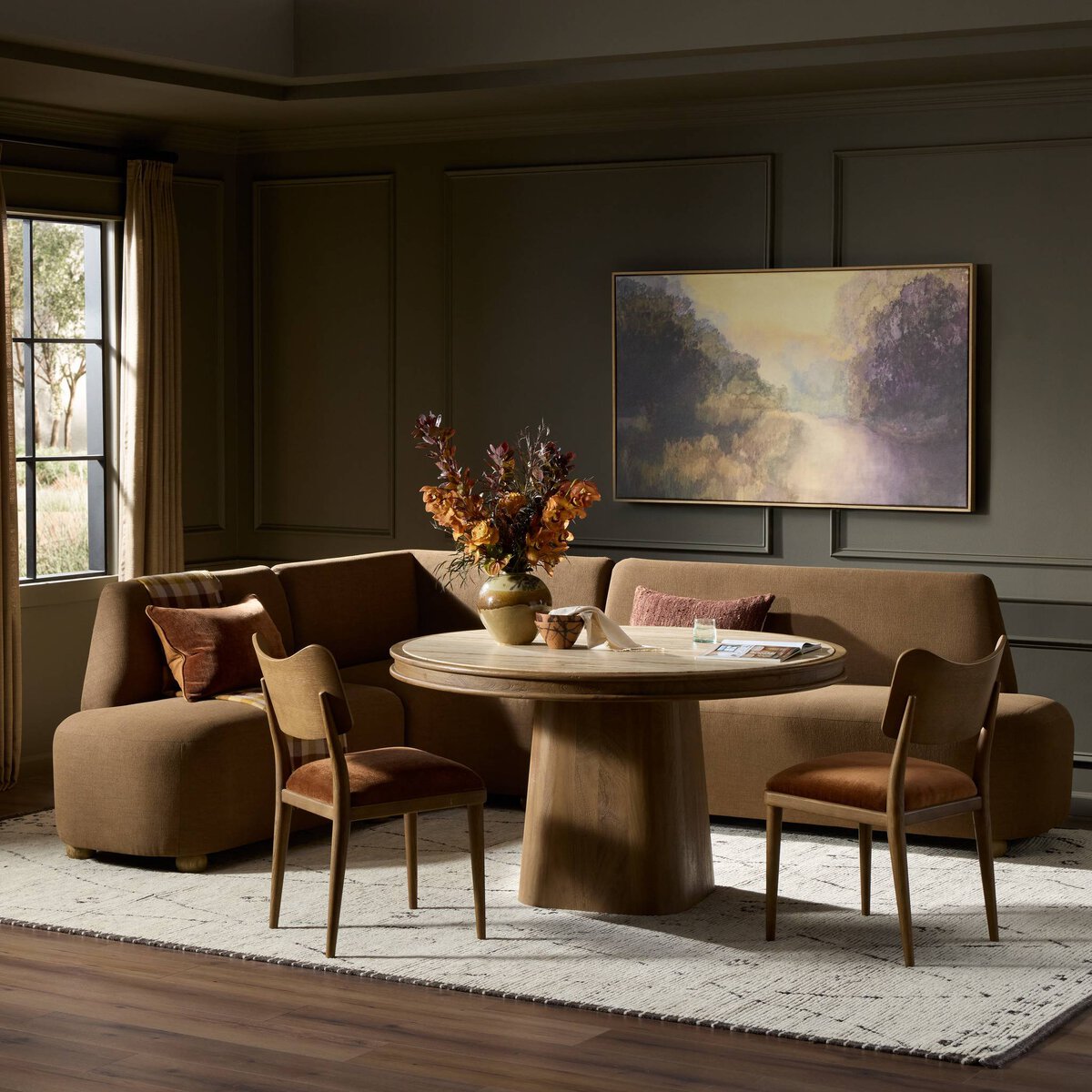 Four Hands Clemence L-Shape Dining Banquette