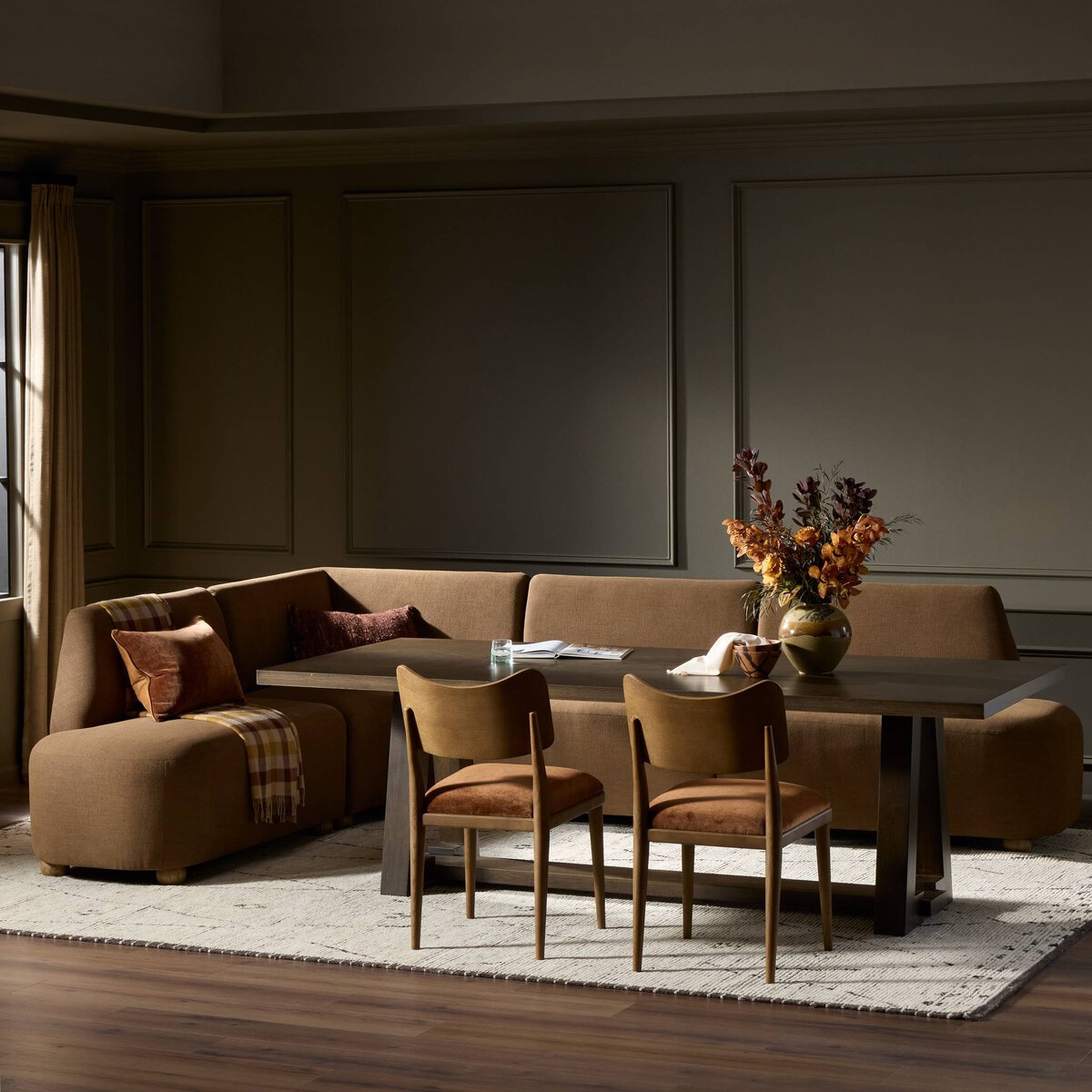 Four Hands Clemence L-Shape Dining Banquette