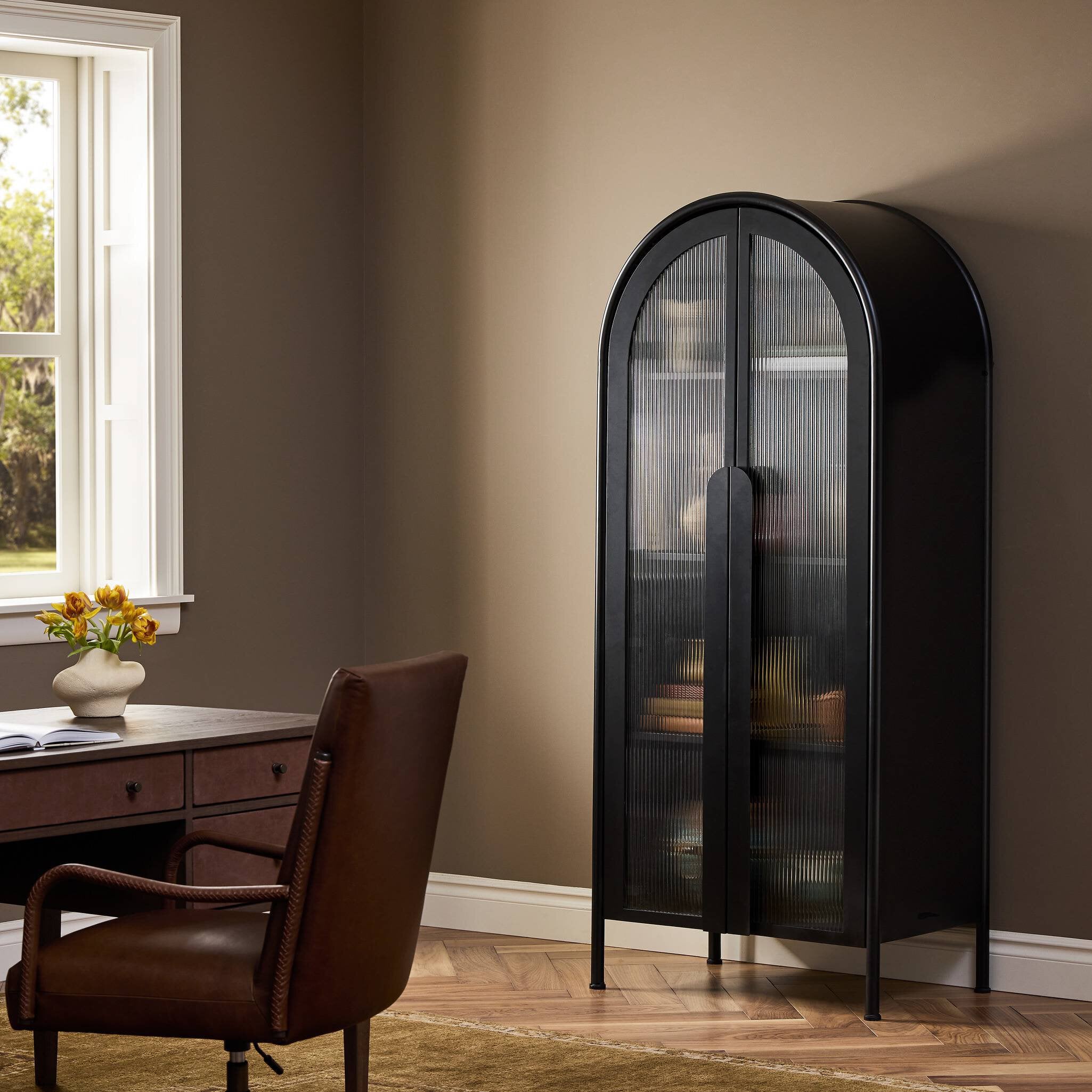 Four Hands Isamaya Matte Ink Iron Cabinet - styled room setting