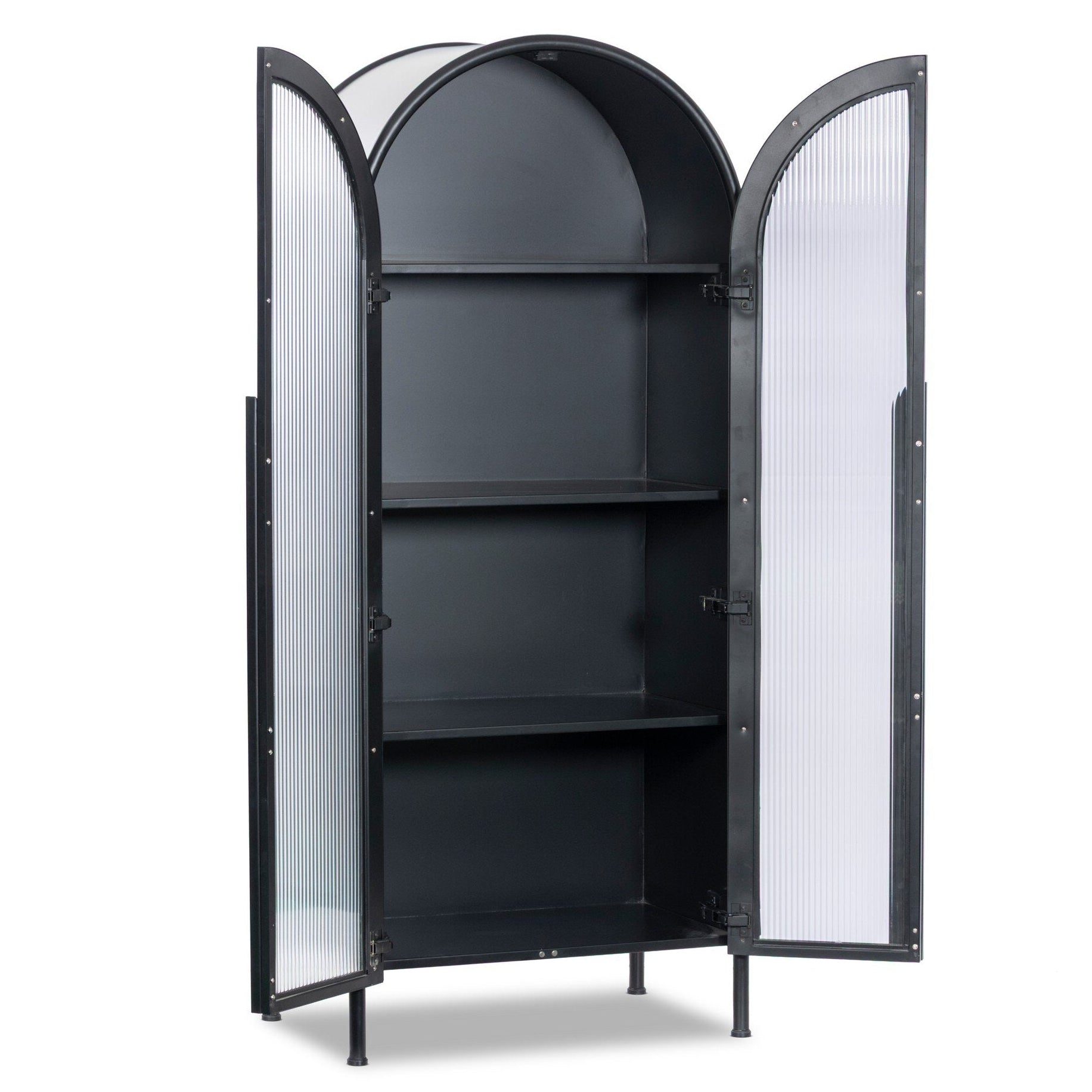 Four Hands Isamaya Matte Ink Iron Cabinet - storage detail