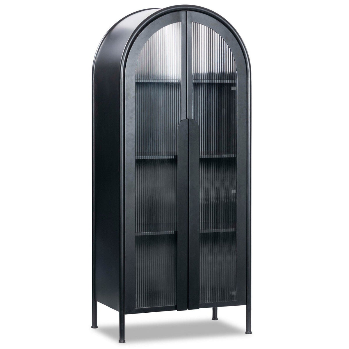 Four Hands Isamaya Matte Ink Iron Cabinet - styled view