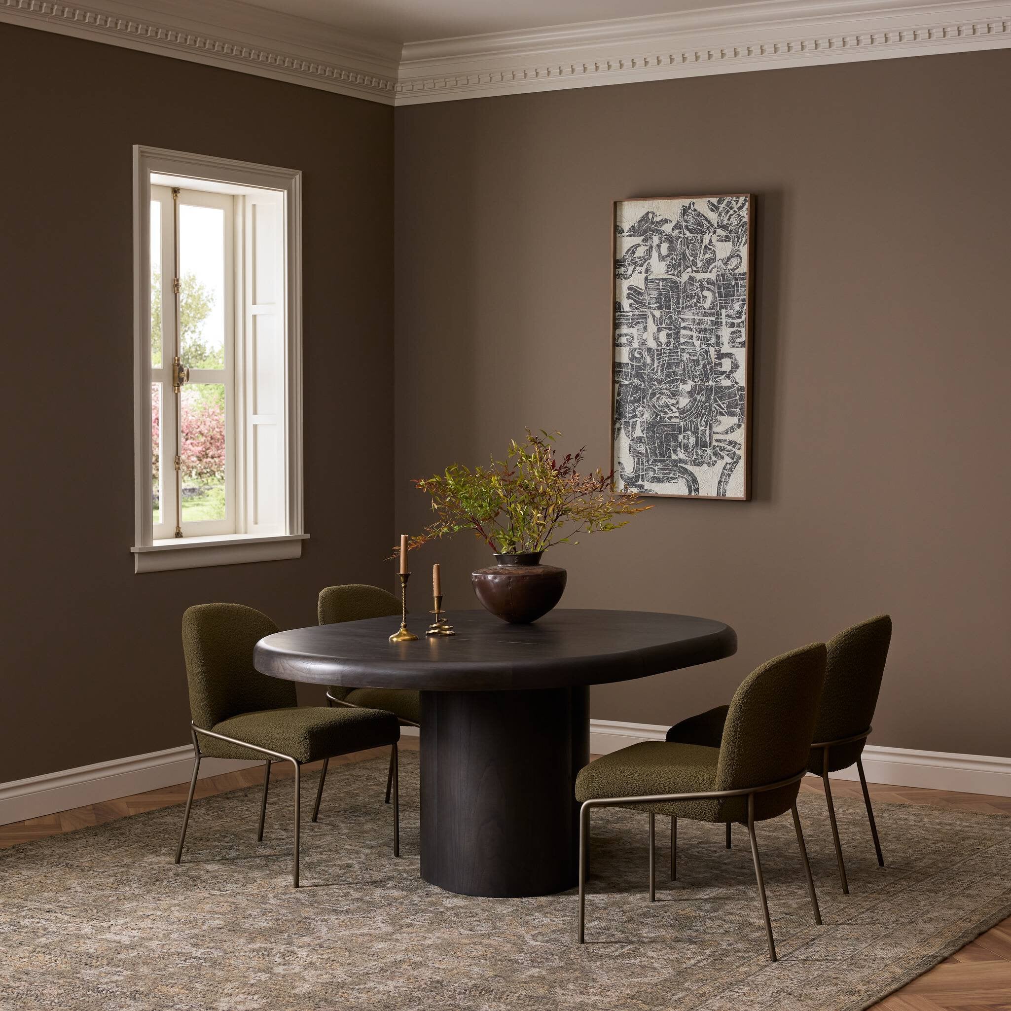 Four Hands Pemble Smoked Black Mindi Extension Dining Table - styled room setting (view 2)