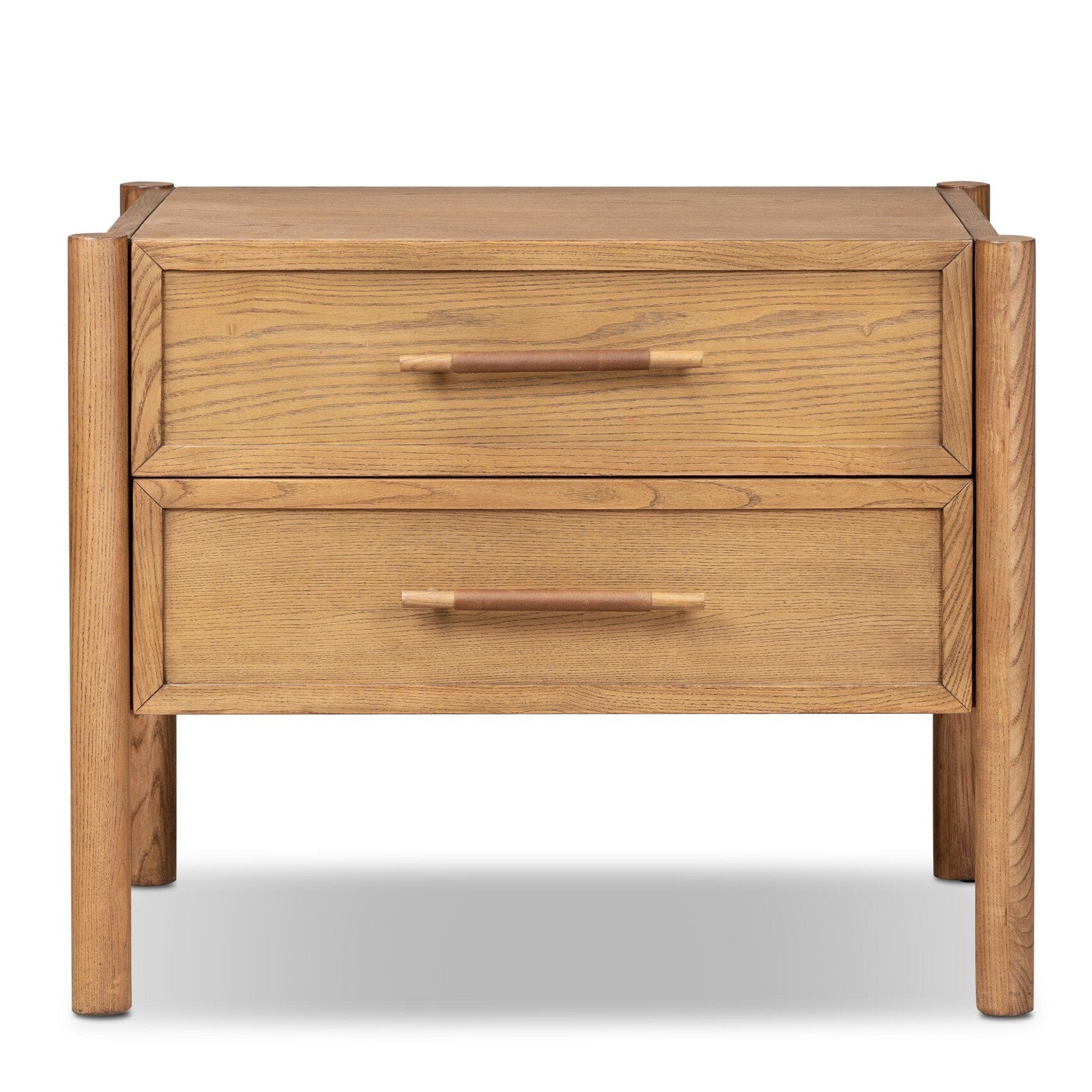 Four Hands Salado Natural Ash 2 Drawer Nightstand - front view