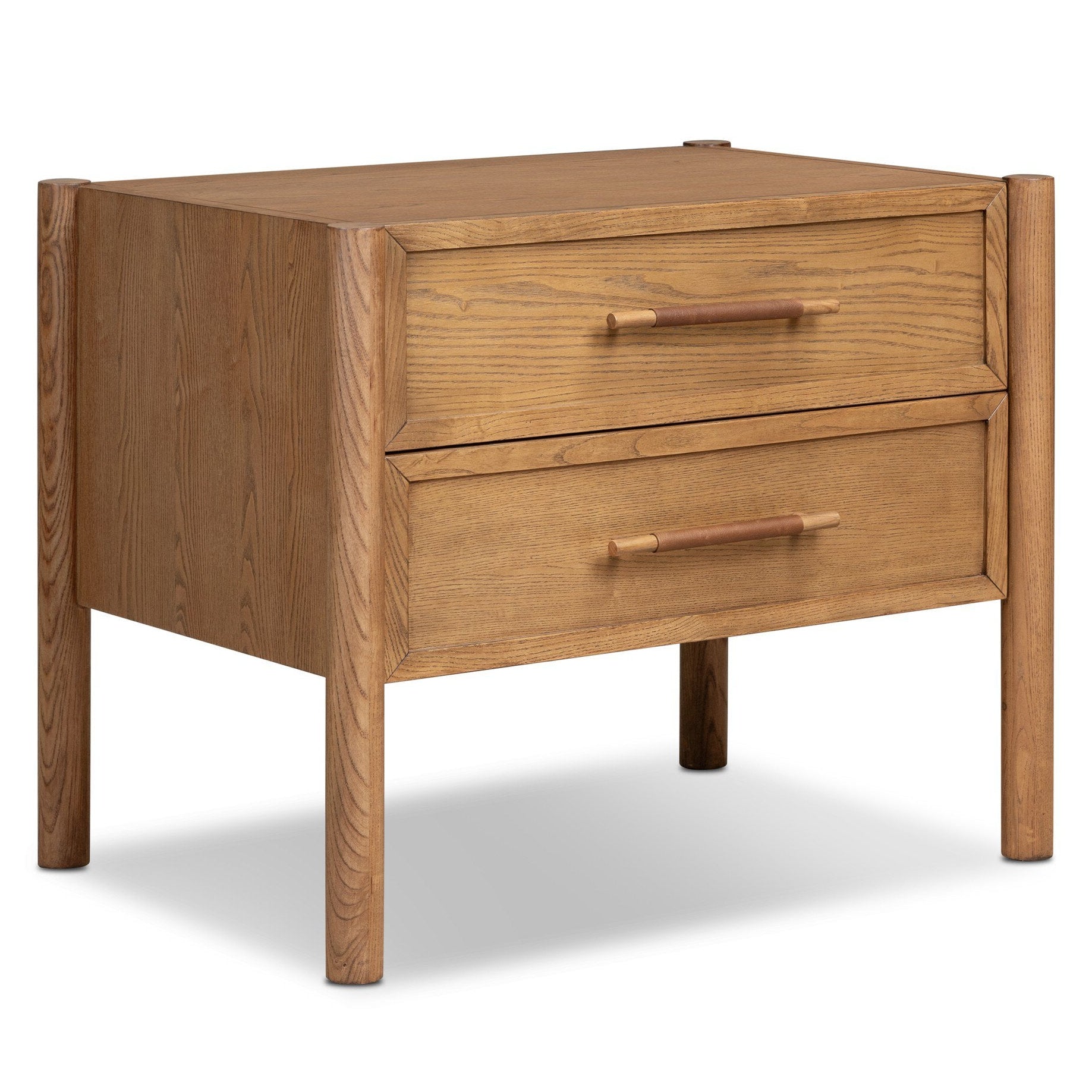 Four Hands Salado Natural Ash 2 Drawer Nightstand - styled view