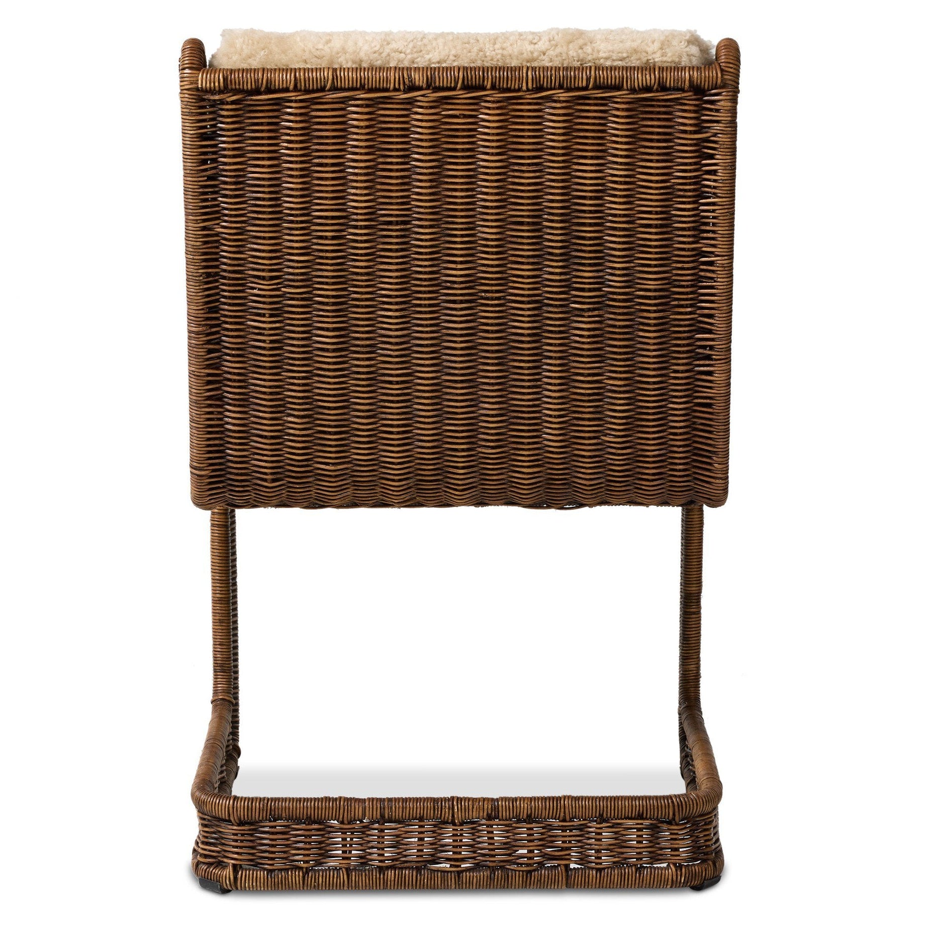 Four Hands Katrine Beige Shorn Shearling Dining Chair - back view