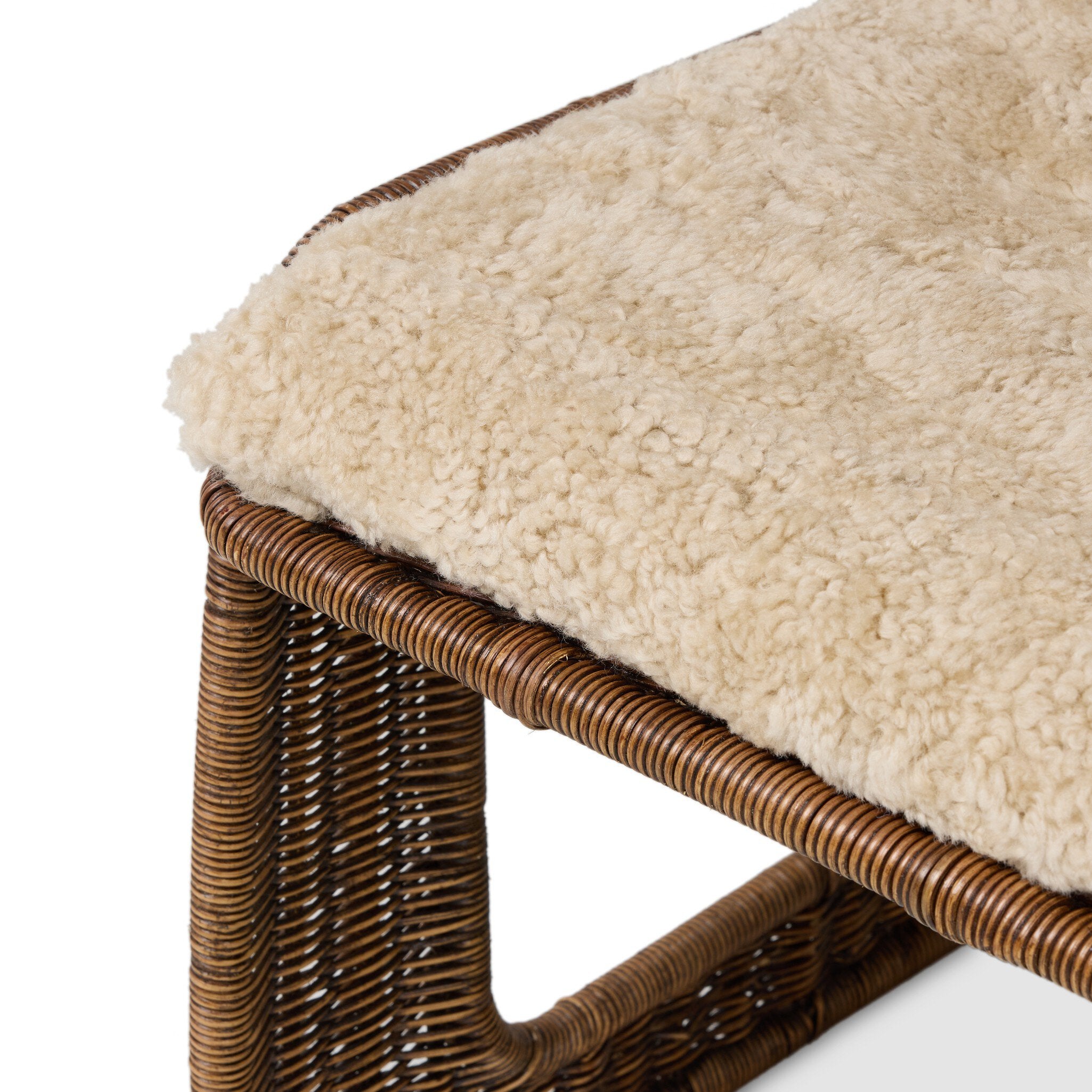 Four Hands Katrine Beige Shorn Shearling Dining Chair - detail 1