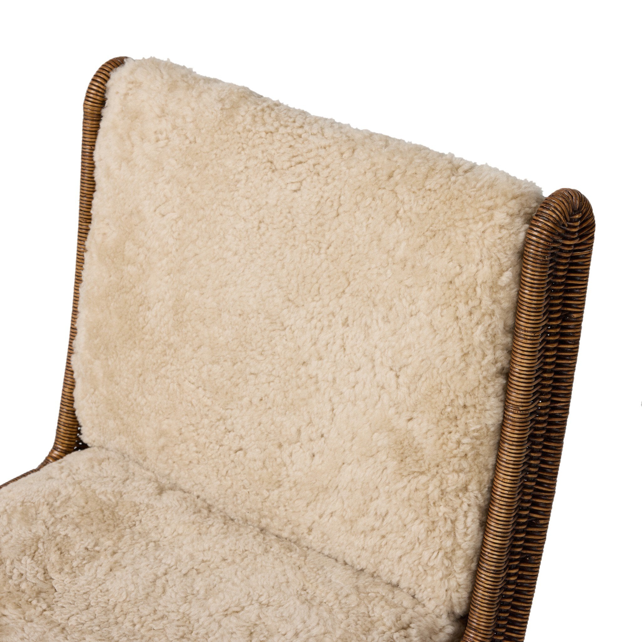 Four Hands Katrine Beige Shorn Shearling Dining Chair - detail 3