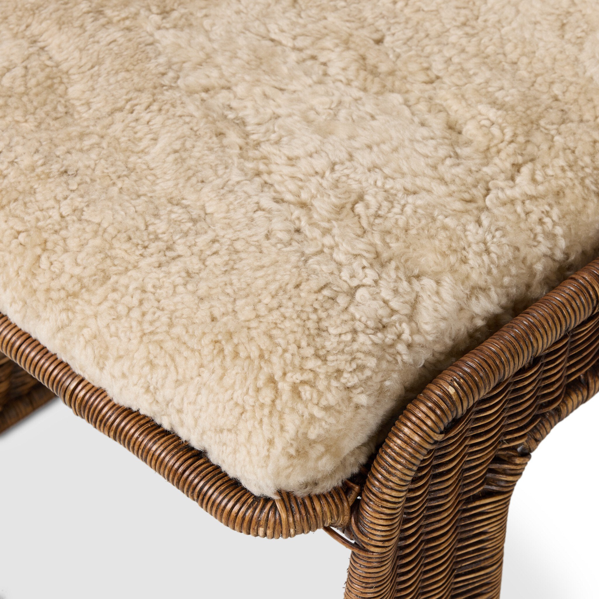 Four Hands Katrine Beige Shorn Shearling Dining Chair - detail 4