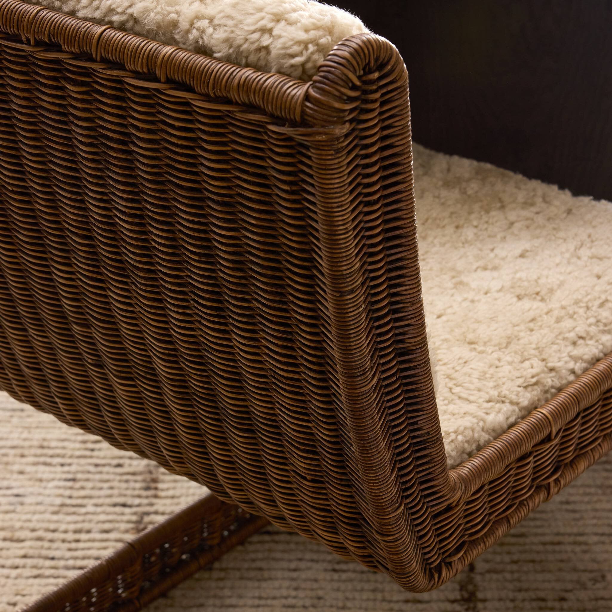 Four Hands Katrine Beige Shorn Shearling Dining Chair - detail 9