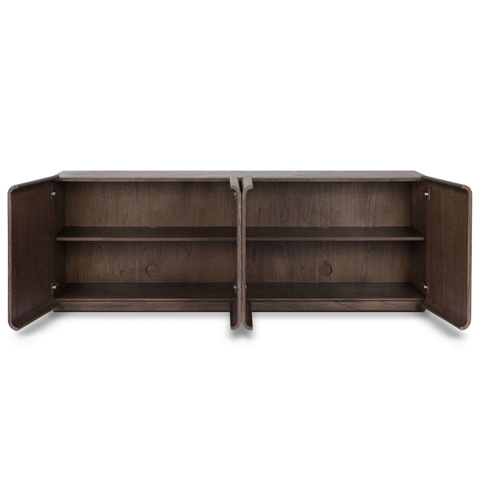 Four Hands Arlet Stained Saddle Brown Mindi Sideboard shown open