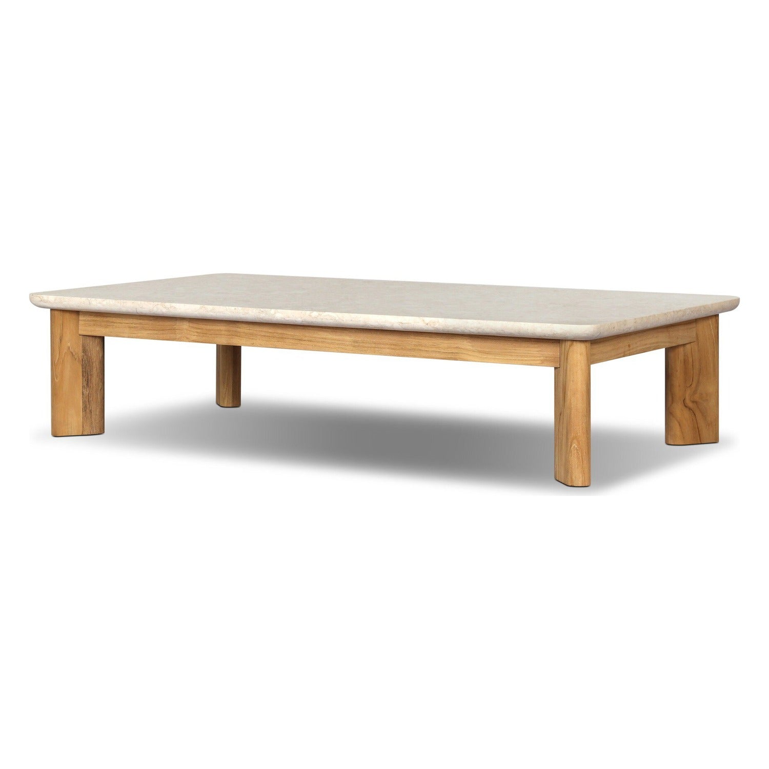 Four Hands Sterling Beige Fossil Outdoor Stone Coffee Table