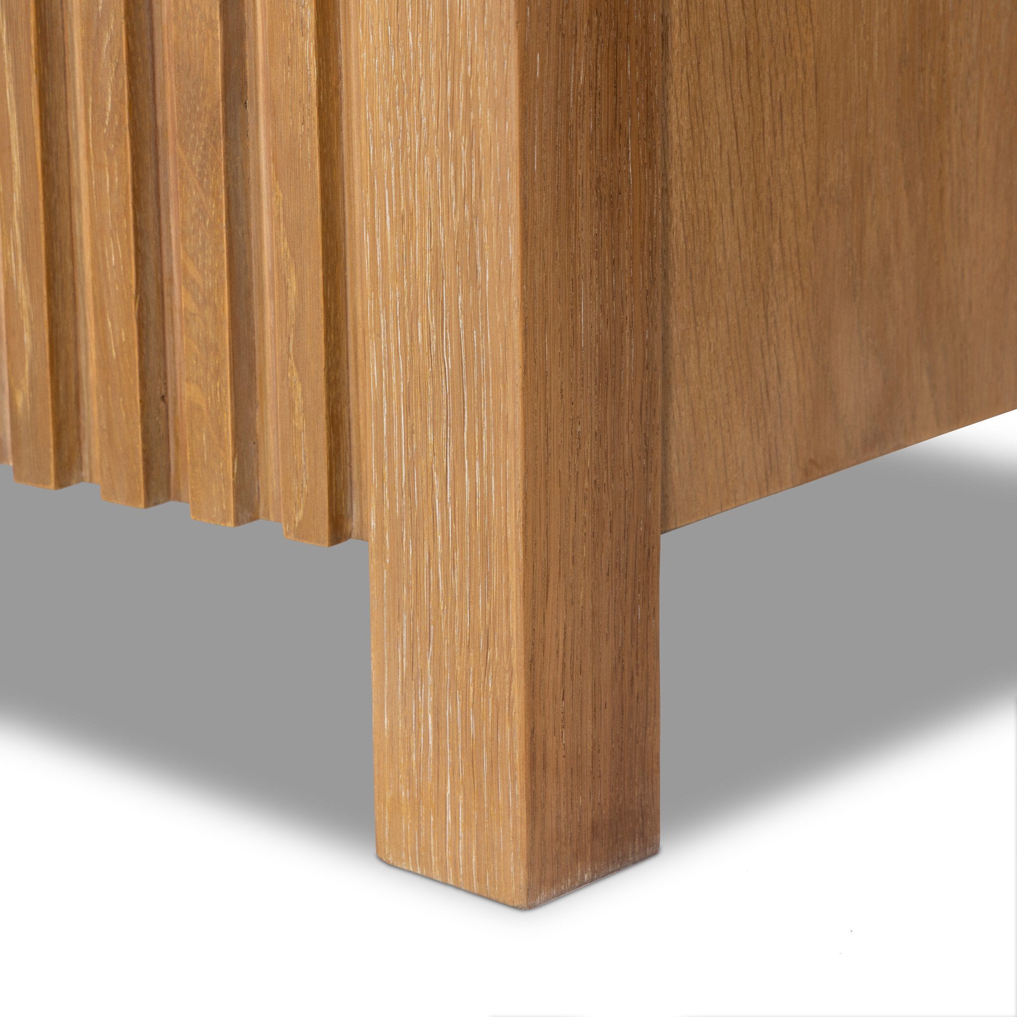 Four Hands Tristan Light Natural Oak Media Console finish close-up